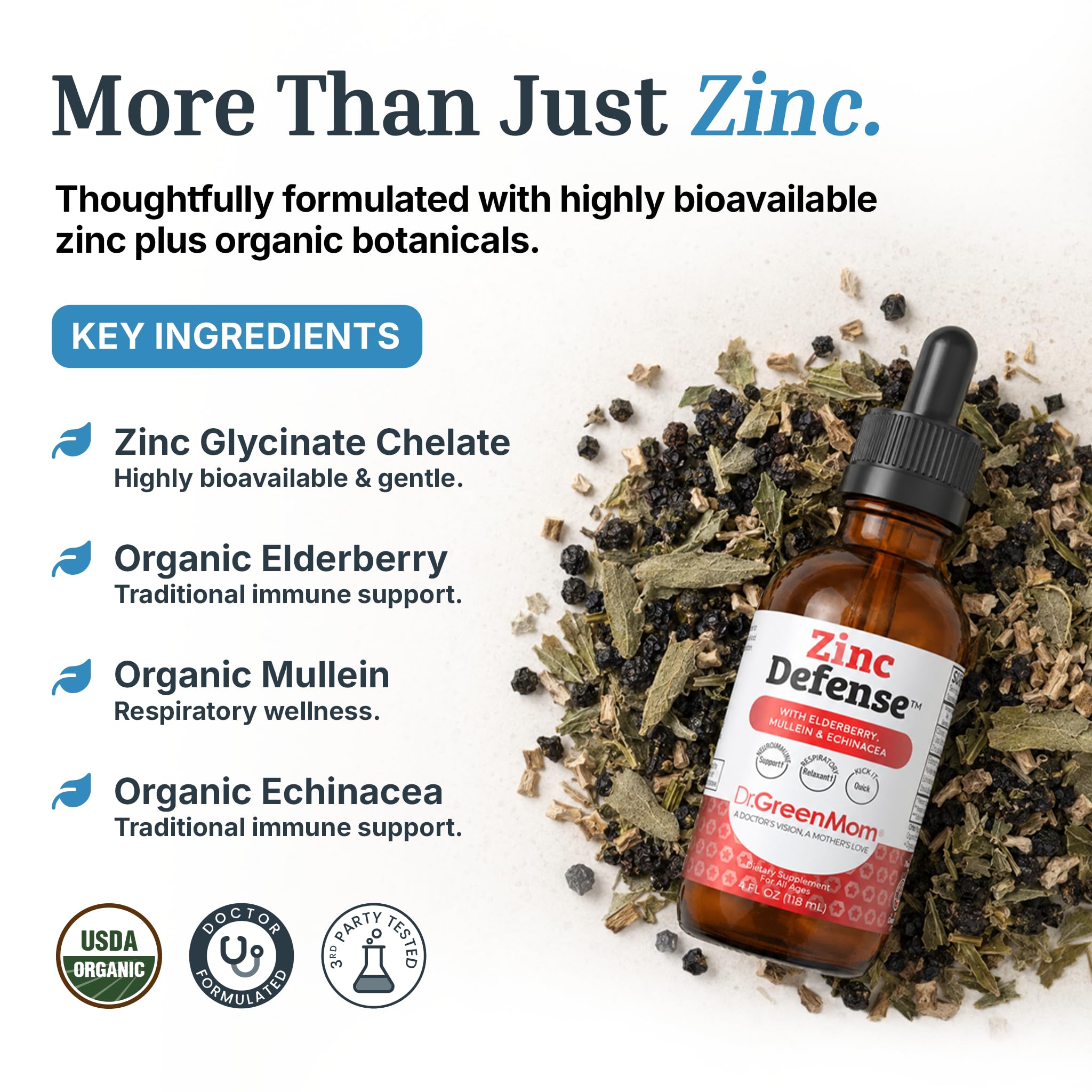 Dr. Green Mom Liquid Zinc Kids + Organic Elderberry, Mullein & Echinacea — Amazon image 4
