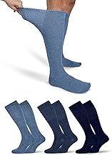 OCERA 3 pairs of health knee socks for men and women (unisex), suitable for diabetics and without pressing elastic band, Oeko-Tex Standard 100 certified cotton