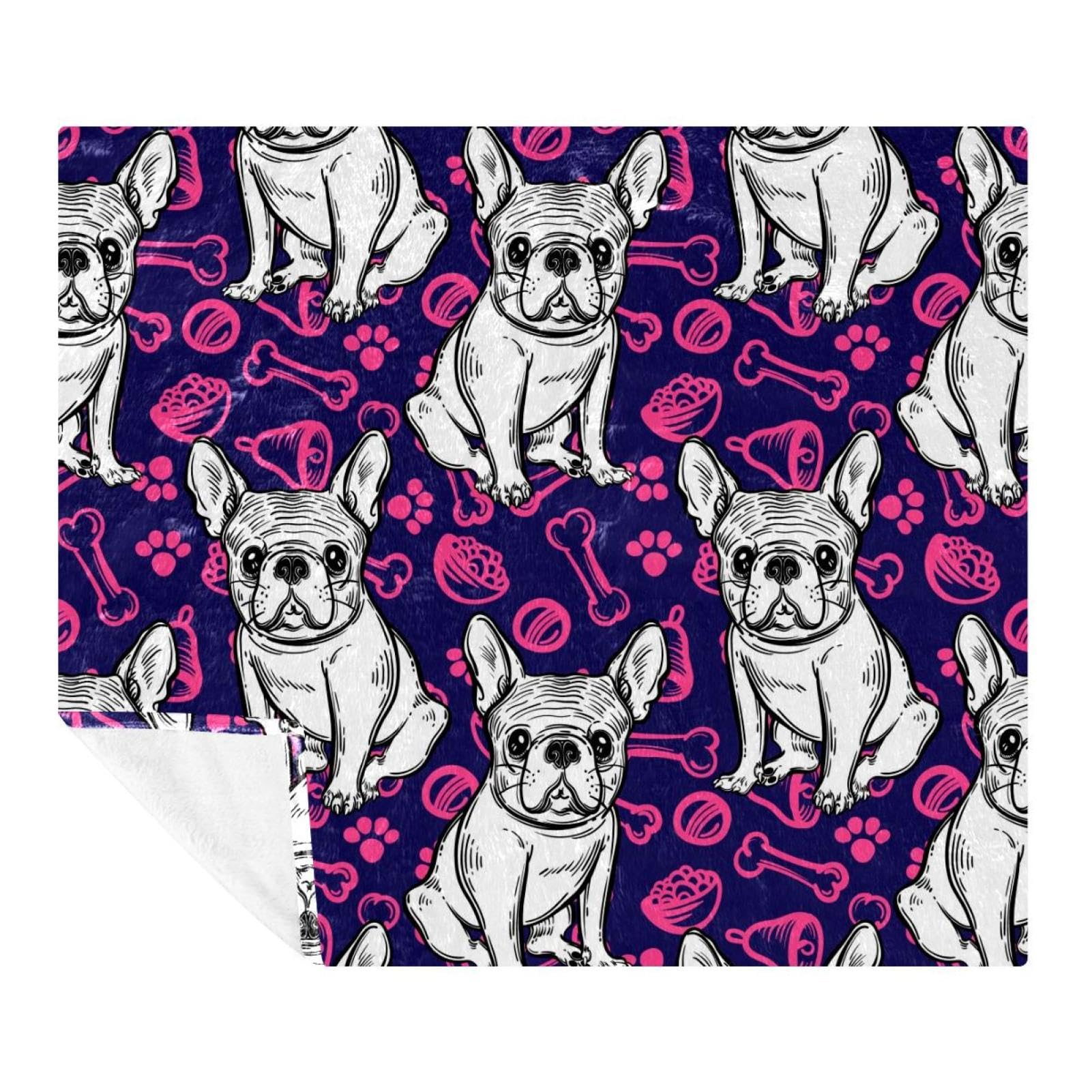 Couverture bouledogue français idée cadeau originale plaid doux pour enfants