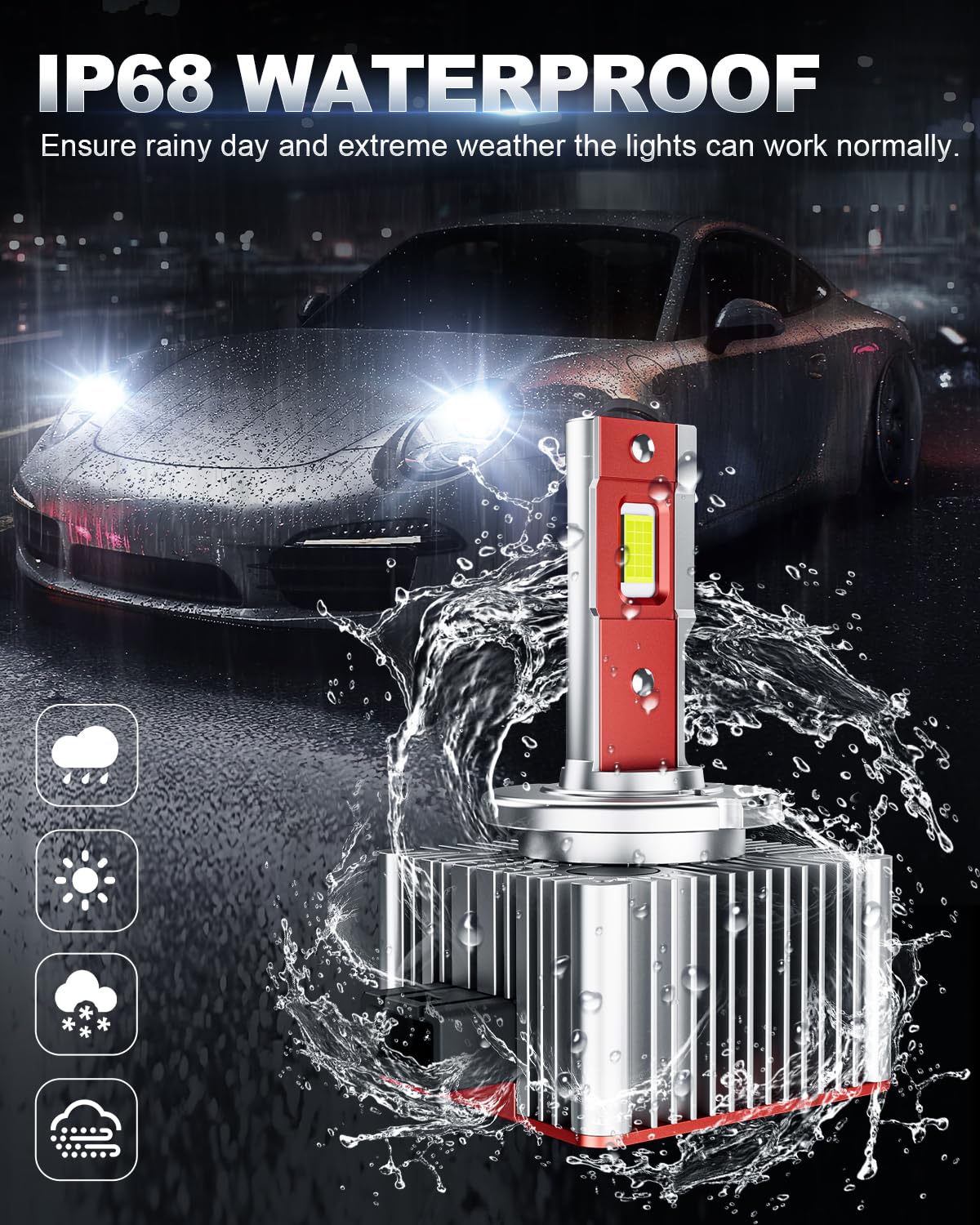 SUPAREE Żarówka LED D1S do Samochodu Anty-błąd 100% CANbus - Zestaw do Konwersji, Wymiana Lampy Halogenowej Ksenonowej, 6000k Biała, 12V 35W