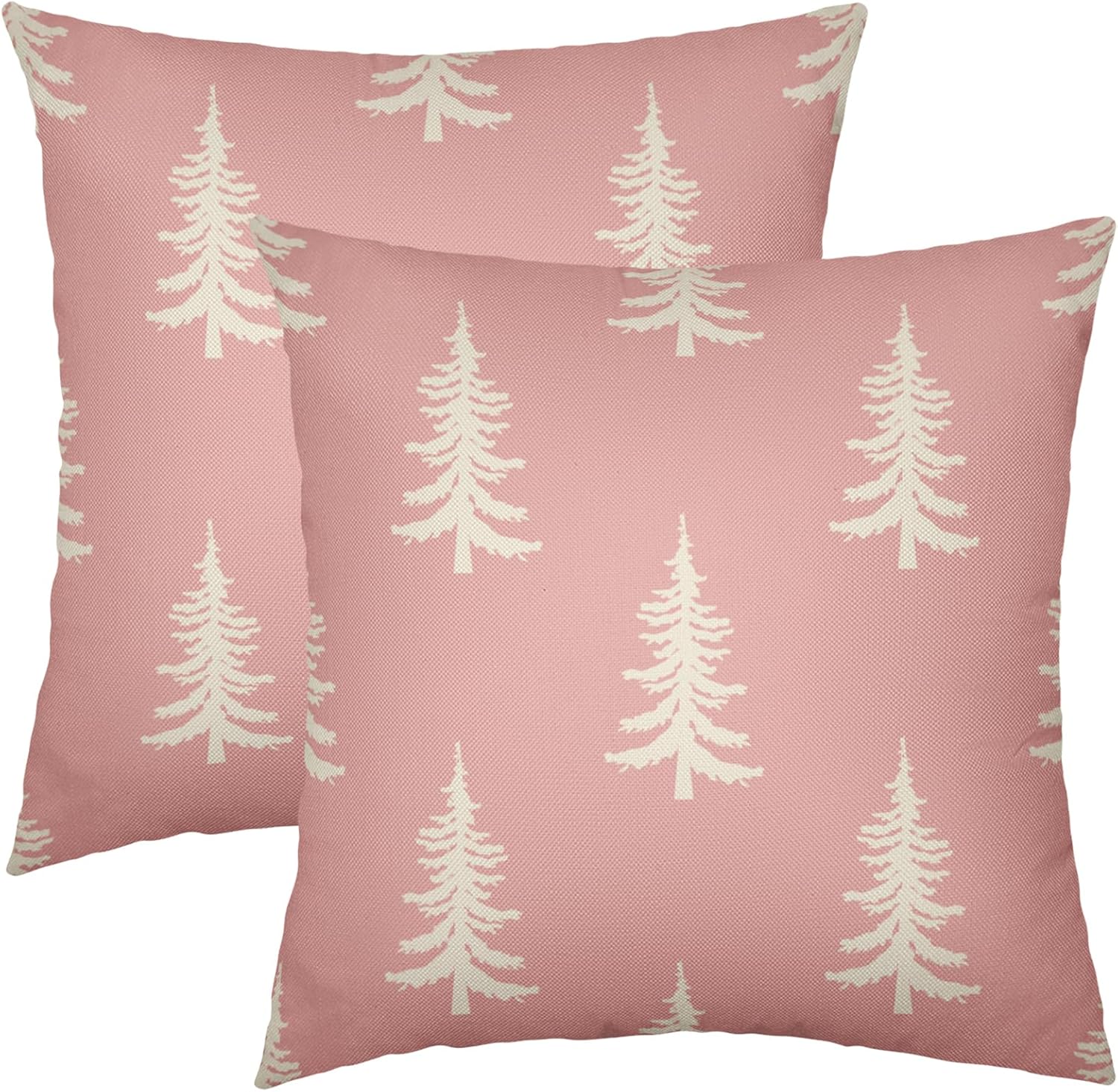 Light Pink Christmas Pillow Covers 18x18 Set of 2 Rustic