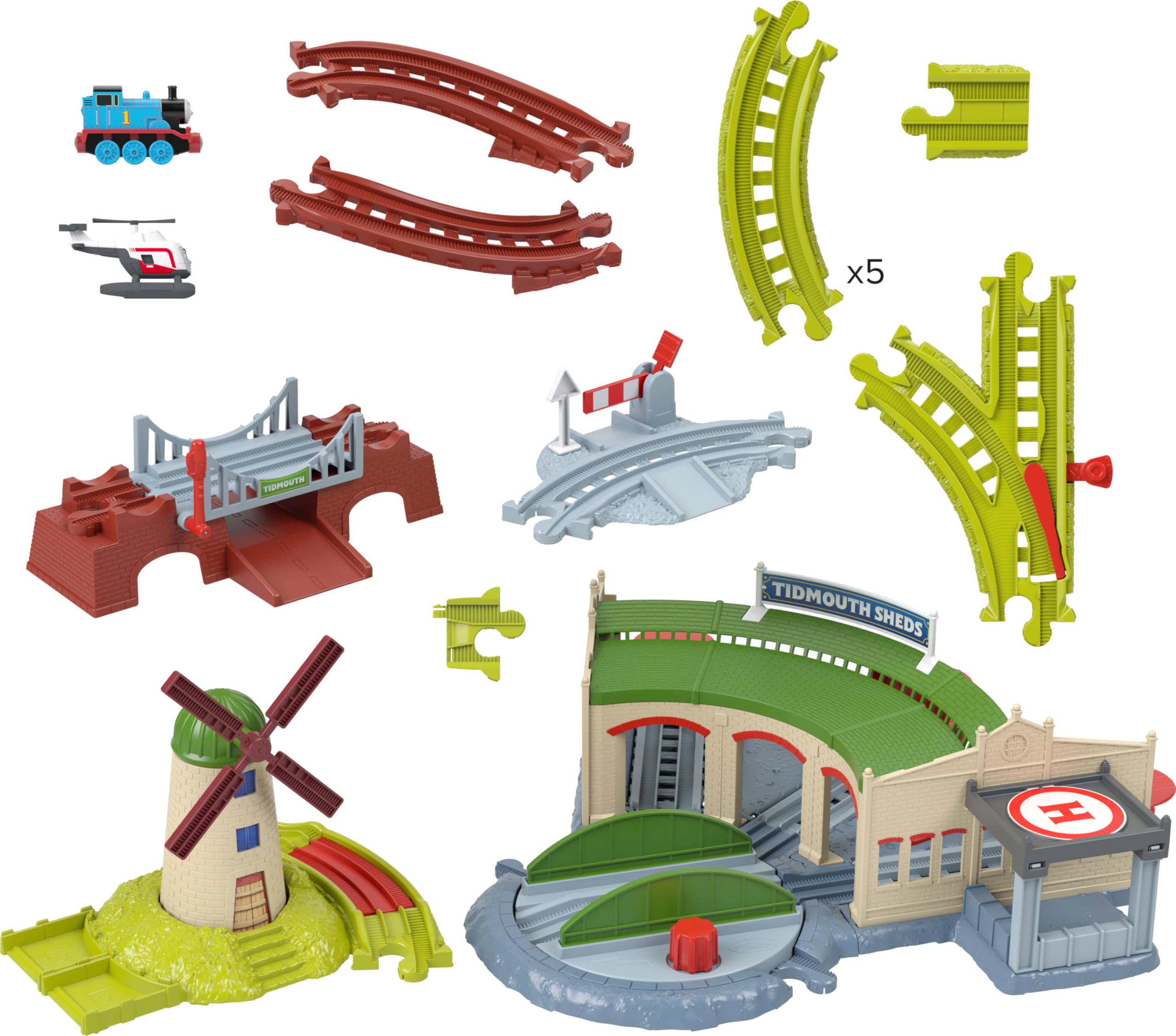 Thomas & Friends Fisher-Price - Set di trenino con piattaforma girevole e accessori, via espandibile, per bambini dai 3 anni in su