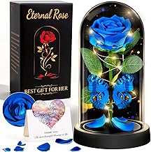 Cadeau Anniversaire pour Femme, Rose éternelle avec Papillons LED, Roses Bleues Classiques, Cadeaux Anniversaire, Noel pour Femm, Maman, Épouse, Petite Amie, Grand mère