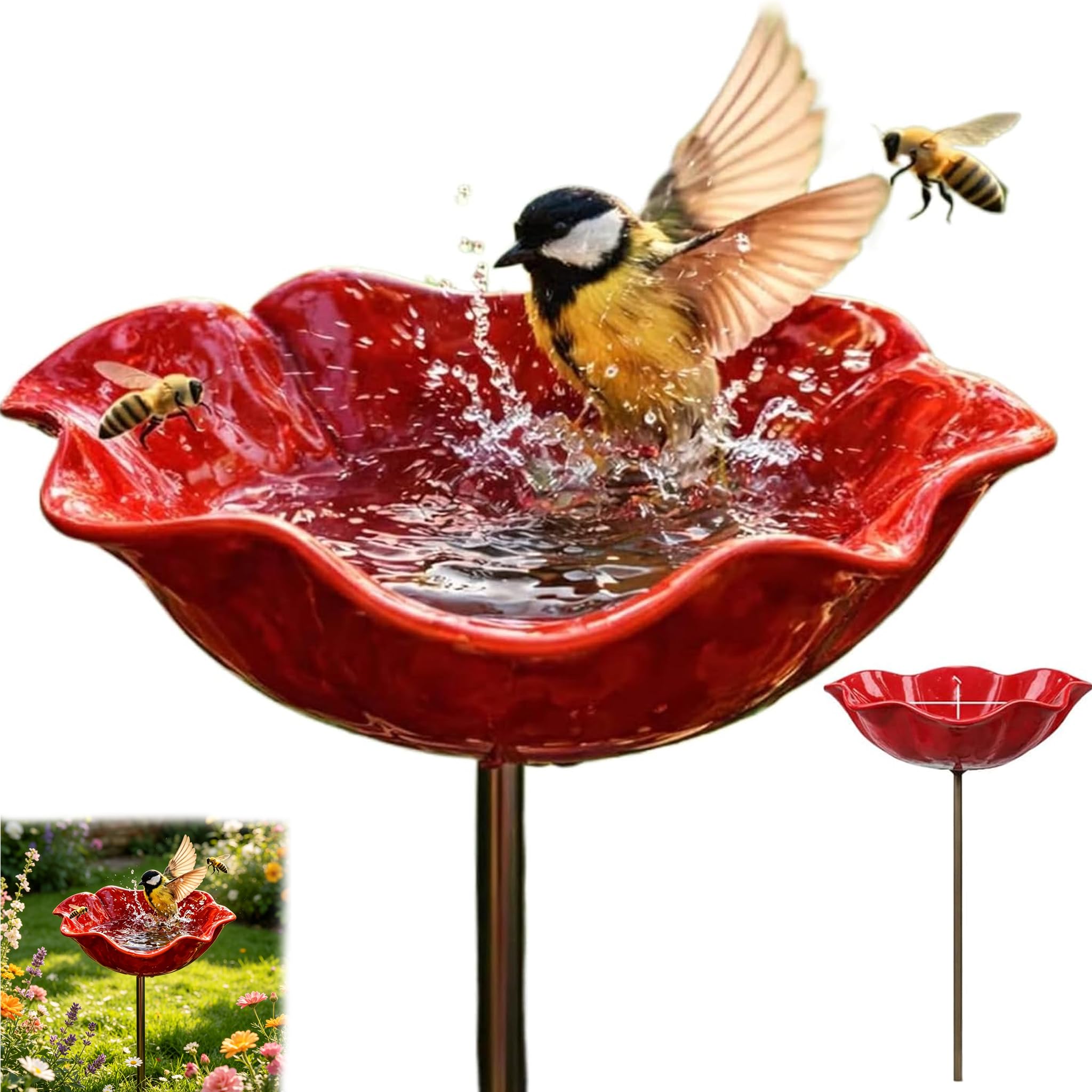 Station d'eau colorée pour pollinisateur d'extérieur avec piquet en métal