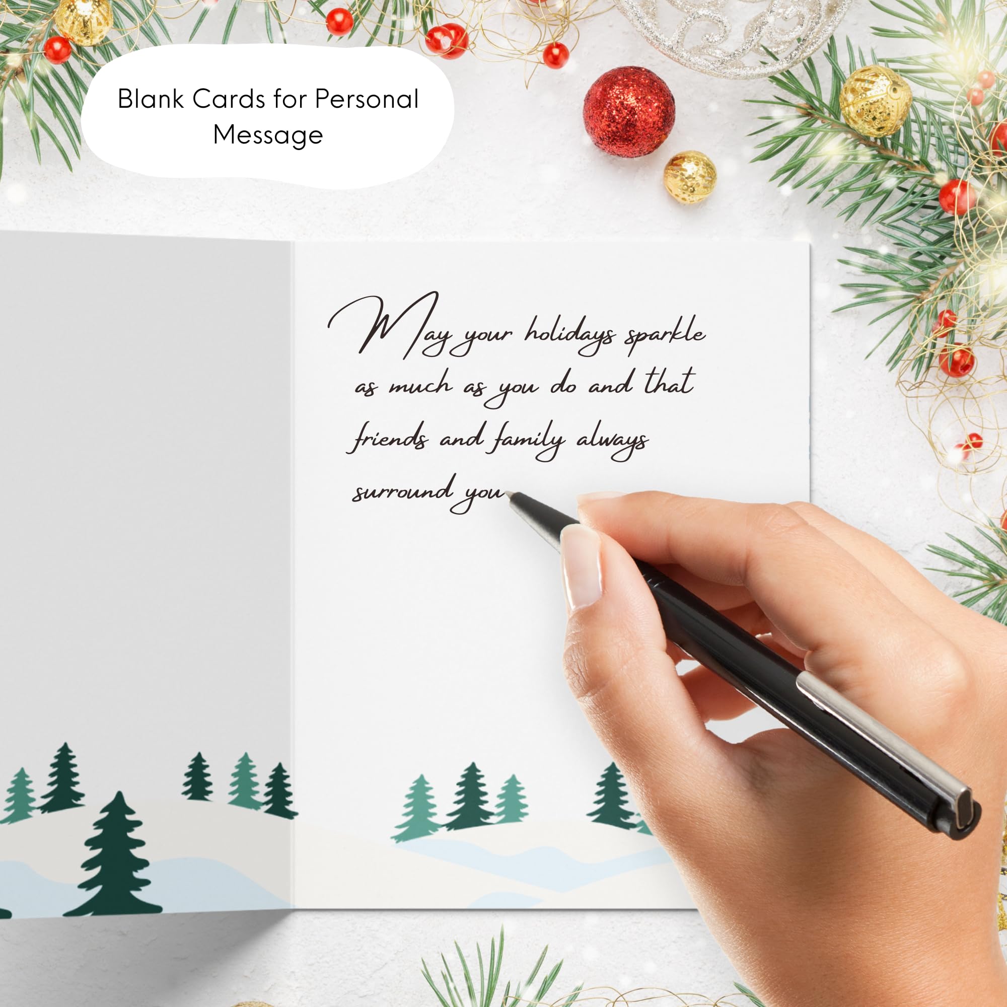 Cute Christmas Card Pack, 20 Winter Festive Greeting Cards, Holiday Multipack, Cute & Blank Inside, for Friends Family - Image 4