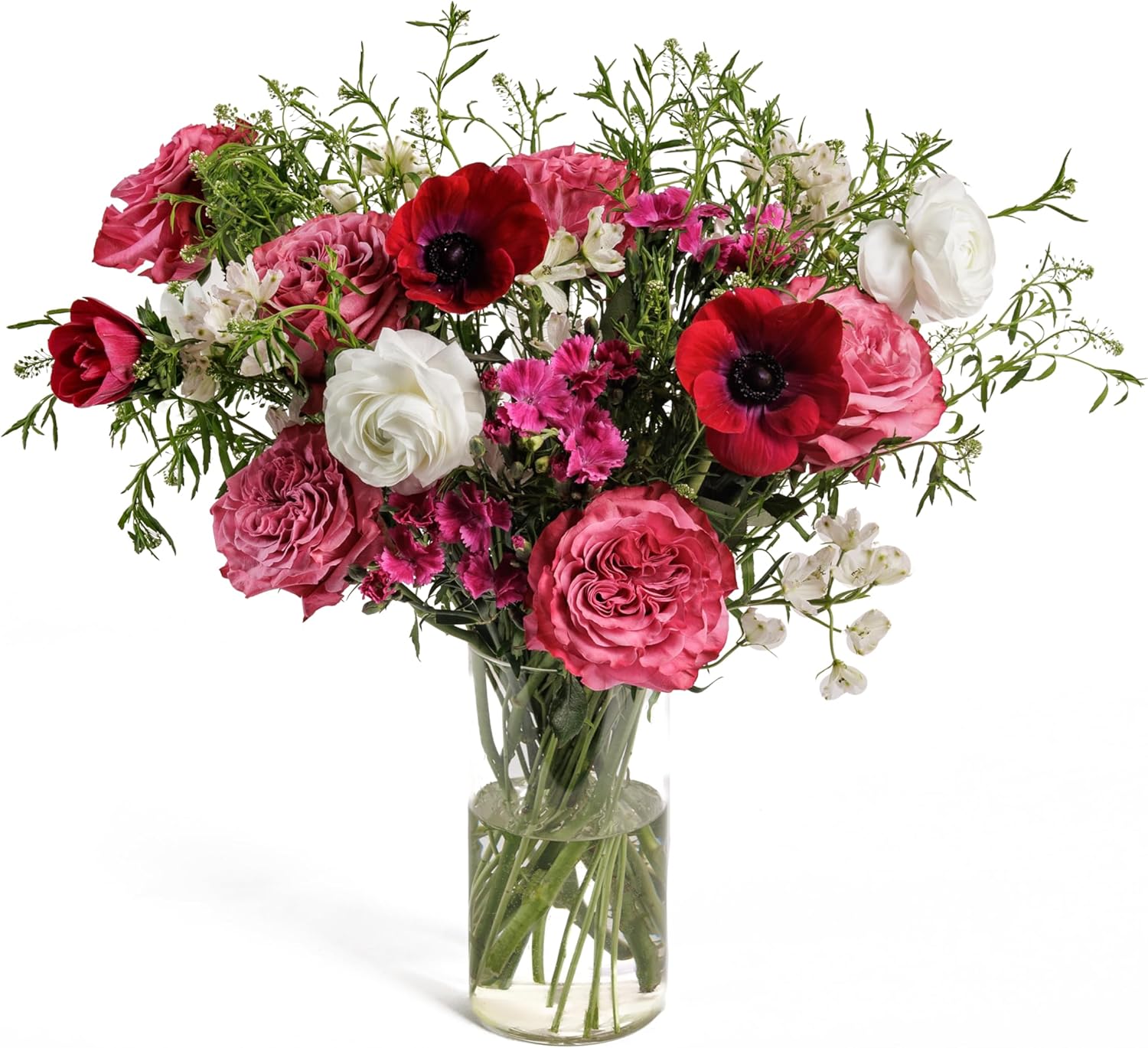 Epicflowers Symphony Fresh Flower Bouquet, Mixed Flowers, 24 Stems, Glass Vase Included, Birthday, Anniversary, Thank You, Sympathy