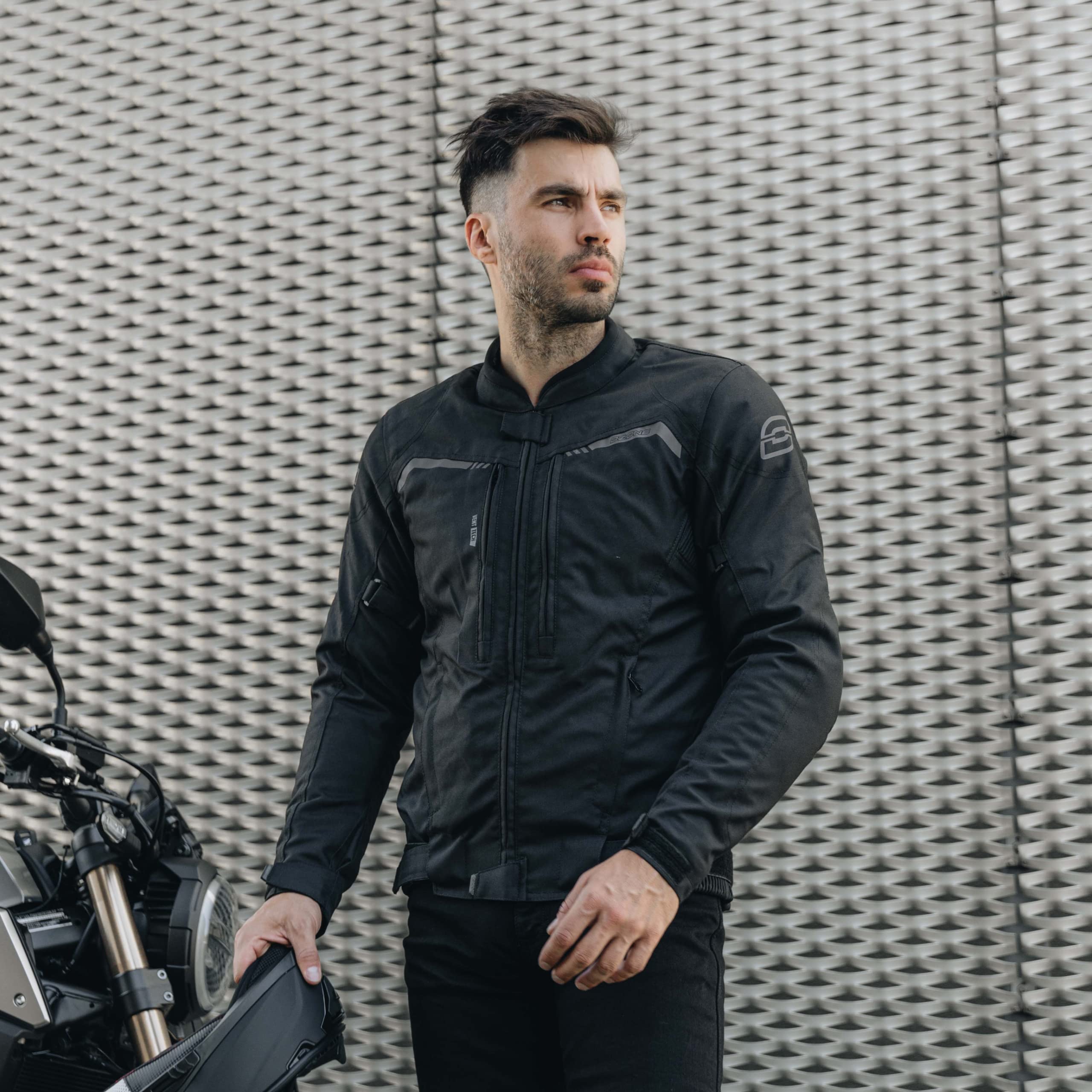OZONE MOTO Delta IV Chaqueta de Moto Hombre | Membrana Impermeable | Protectores de Codos y Hombros | 3 Canales de Ventilación | Elementos reflectantes | 4 Bolsillos | Tallas hasta 13XL