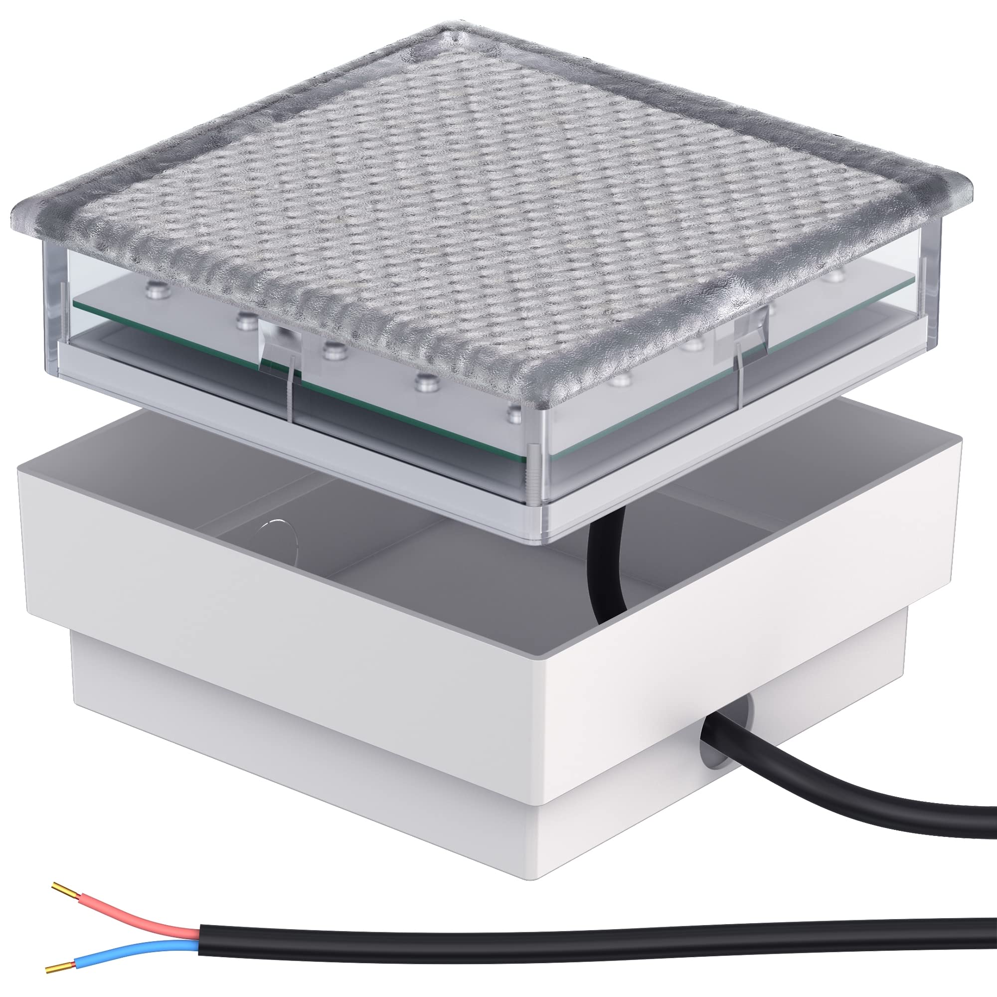ledscom.de Luce di pavimentazione da incasso a LED CUS per esterni, IP67, angolare, 15 x 15cm, bianco caldo
