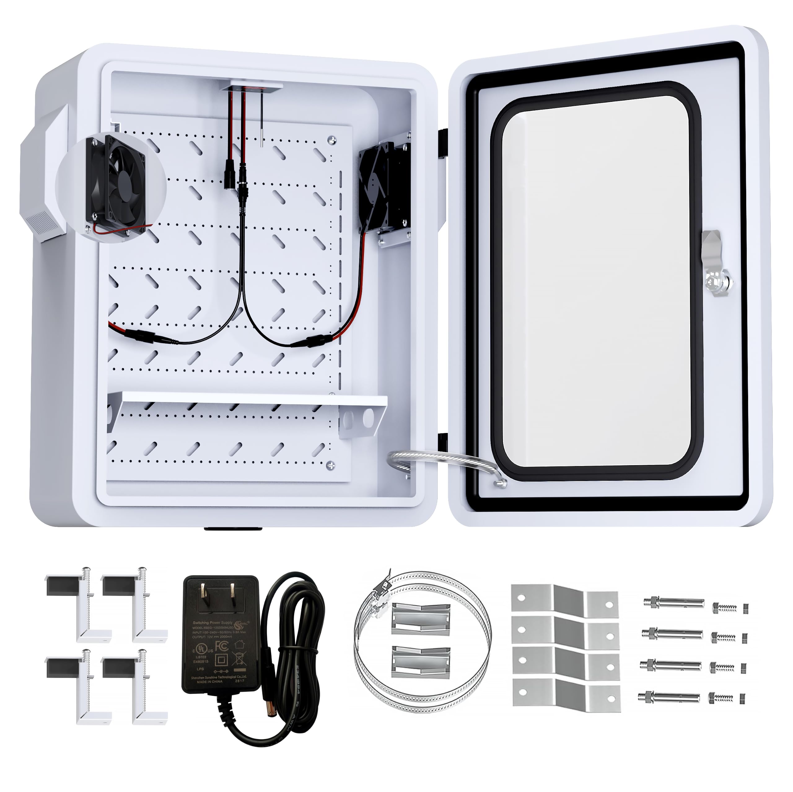 Akwscyby Outdoor Electrical Box with Clear Window and Thermostat and Fan, Precise Tempera…