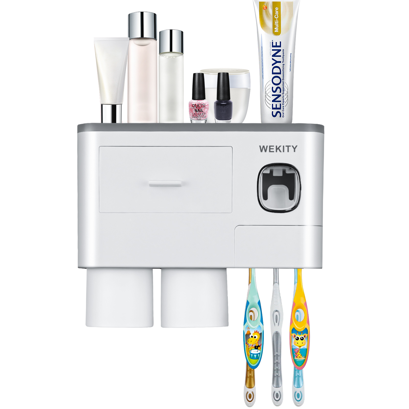 Watch Wekity Multifunctional Wall-Mounted Toothbrush Holder on