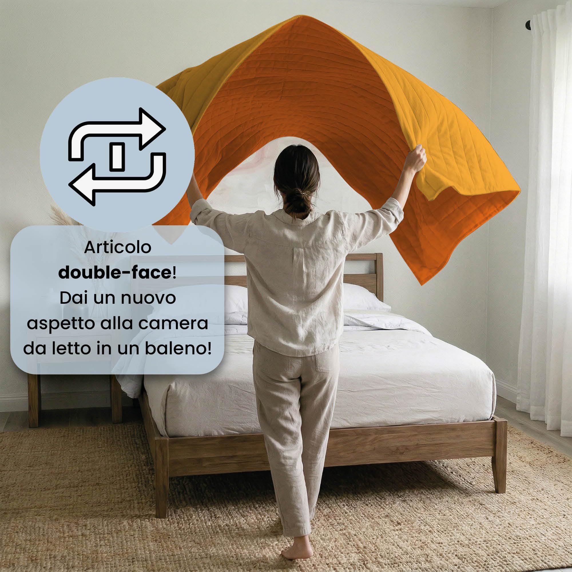 Italian Bed Linen Couvre-lit d'été 260 x 270 cm Orange/Jaune