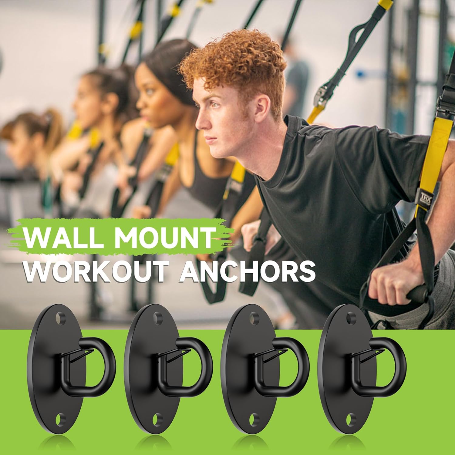 Resistance Band Wall Anchors System, Wall Mount Workout Anchors for Exercise Bands, Space-Saving Home Gym Hooks for Different Levels Strength Training,Fitness