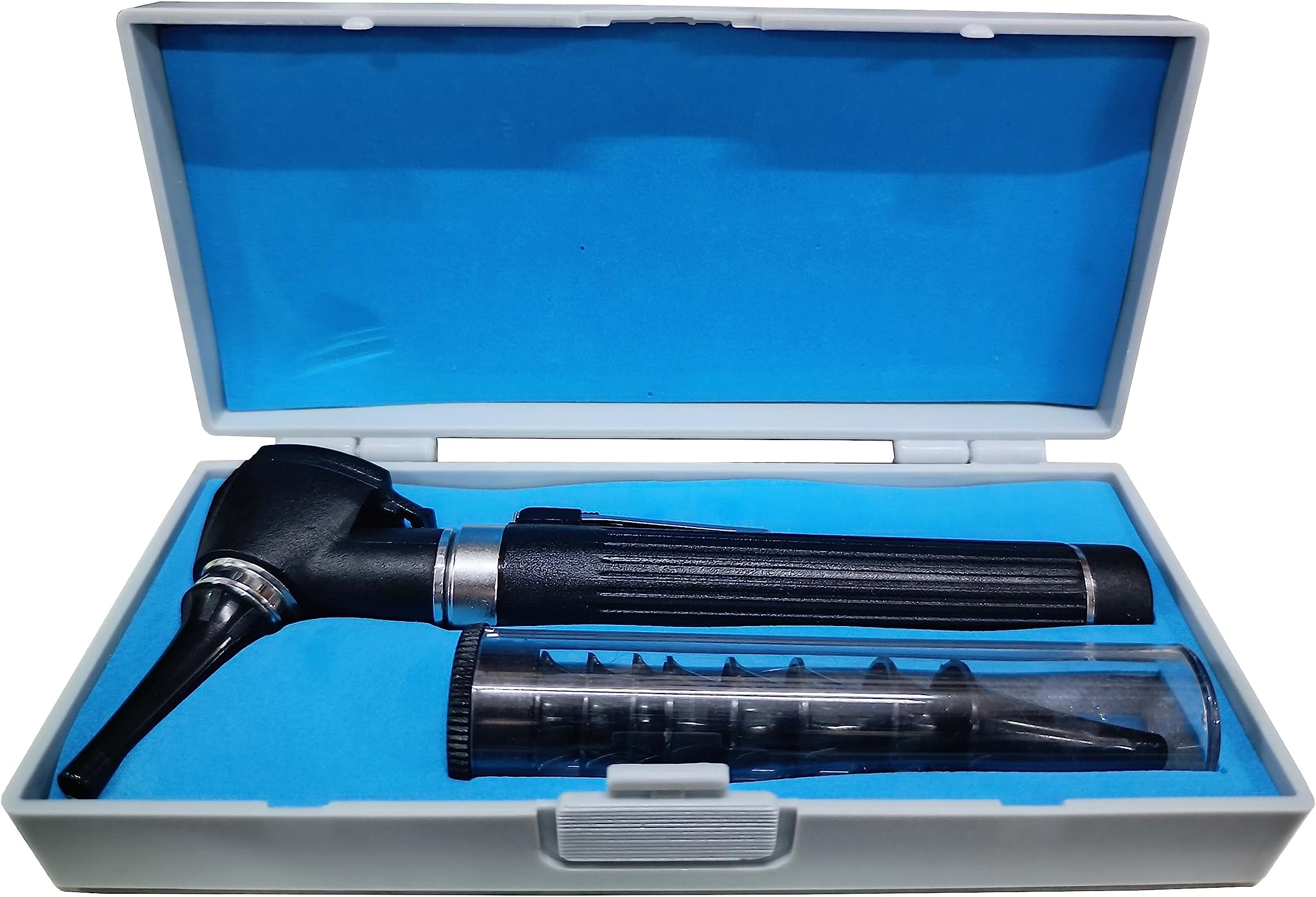 SMIC Fiber Optic Mini Pocket Otoscope Set LED Ear Scope Medical Diagnostic ENT Otoscope LED Portable Ear Otoscope with 8 Tips Case Cover (Black)