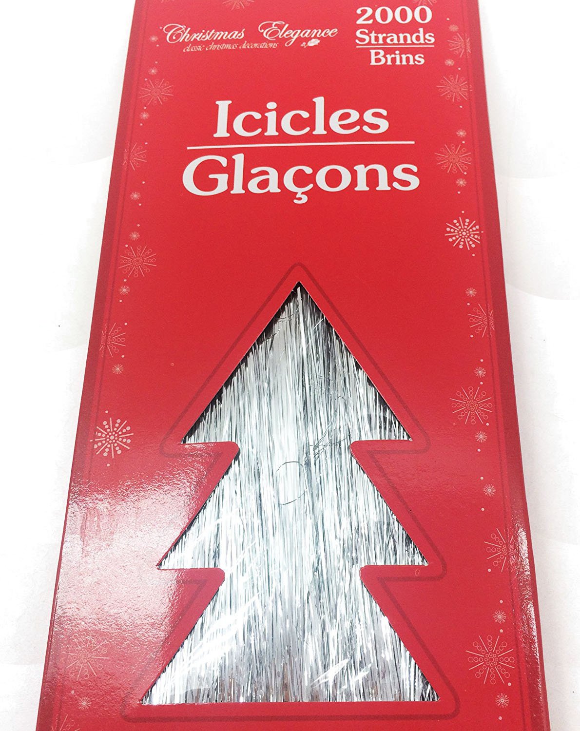 2000 Strands Icicles Tinsel Tree Christmas Decorations, Silver