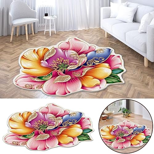 Miniatura 4 de Alfombras suaves para dormitorio, 3 x 3 pies, antideslizantes, alfombras grandes y bohemias, alfombra de suelo circular 3D de transferencia de