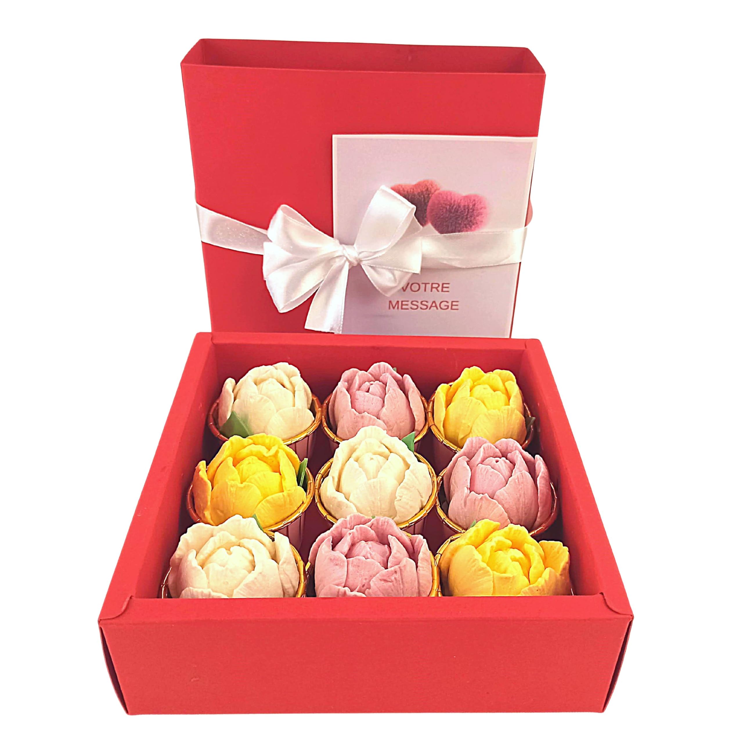 Guimauves artisanales fleurs tulipes guimauves à la russe artisanales original et personnalisé Anniversaire Coffret Enfant Fête des mères maman copine