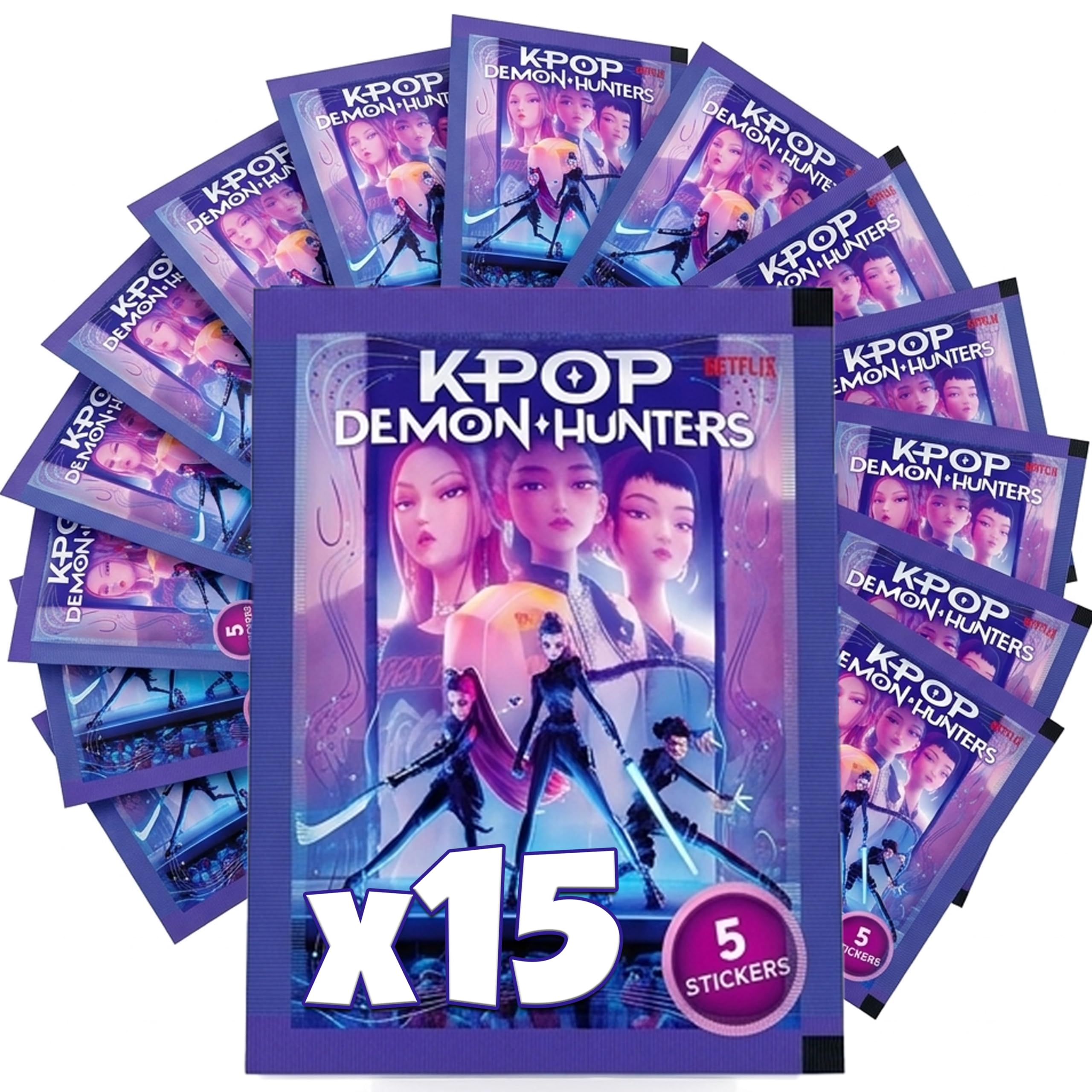 Figurine KPop Demon Hunters, 15 Pacchetti, 75 Stickers Ufficiali - 2