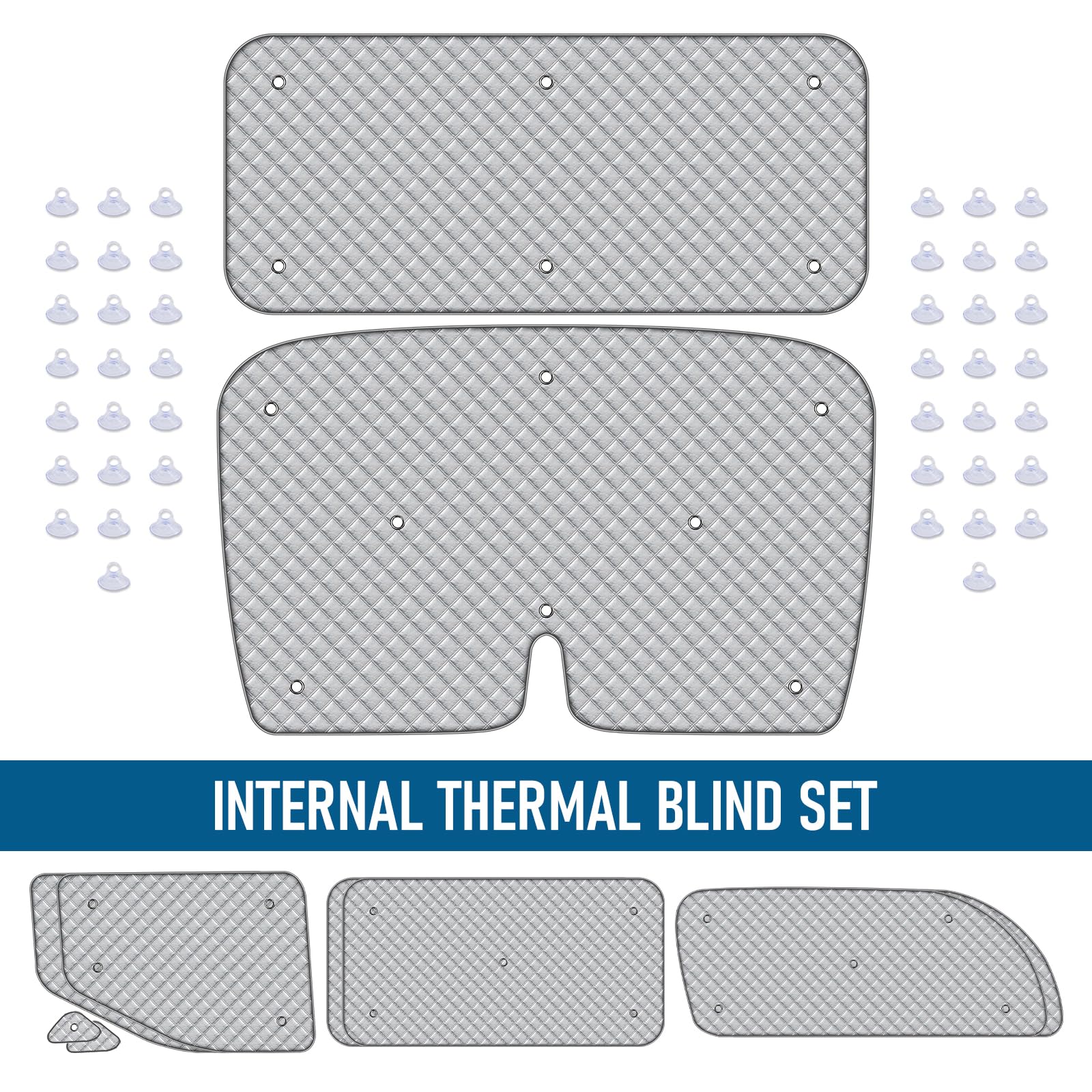 10-teiliges Thermo-Rolloset für VITO II W639/Viano LWB L2 2003-2014, Sonnenschutz-Set, Windschutzscheibenabdeckung, Sommer-UV-Schutz und Schutz