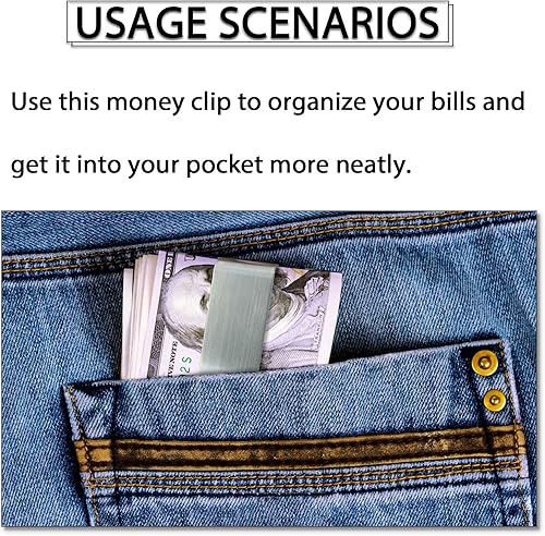 Miniatura 5 de 18 clips de acero inoxidable para dinero, clip de metal plateado para tarjetas de crédito en efectivo, clip para billetera, para mujeres y hombres
