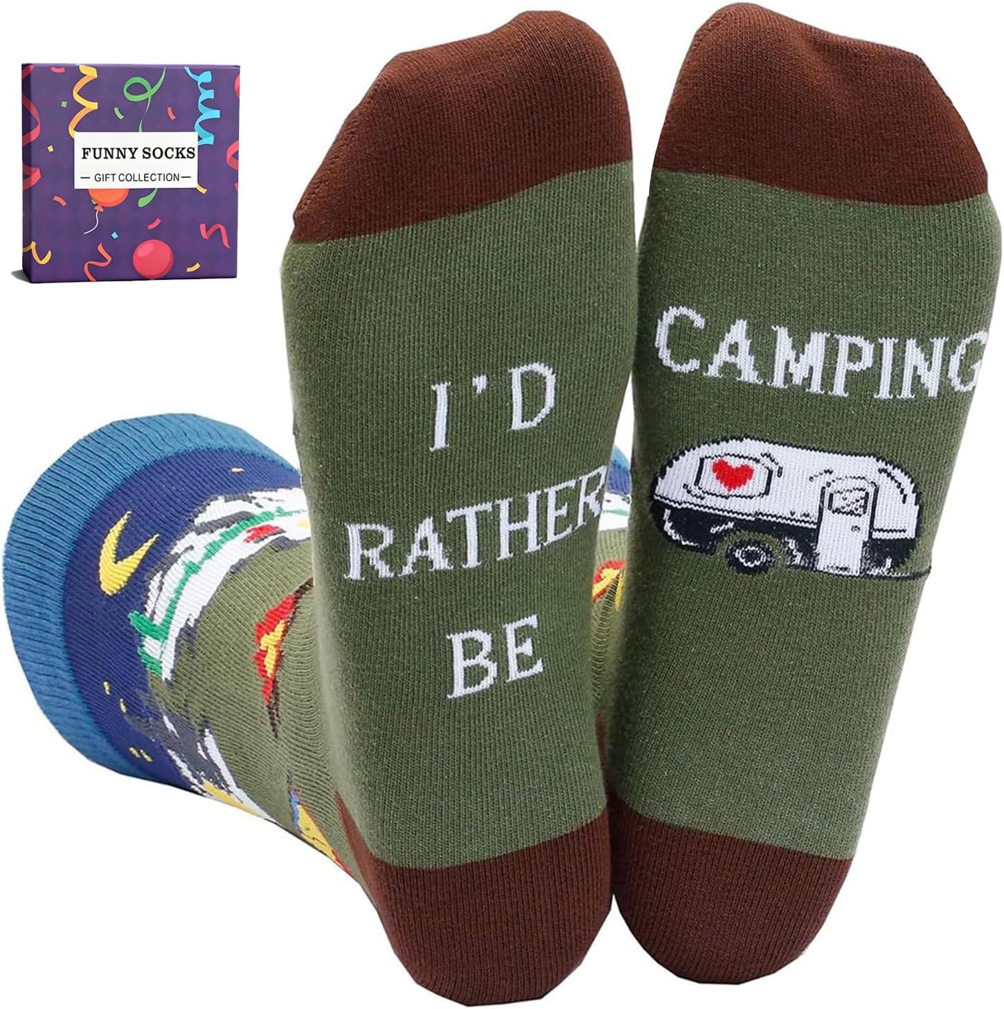 YEXIPO Funny Socks for Men Women I'D Rather Be Outdoor Activities Novelty Gifts For Hunting Golfing Camping Skiing Gaming