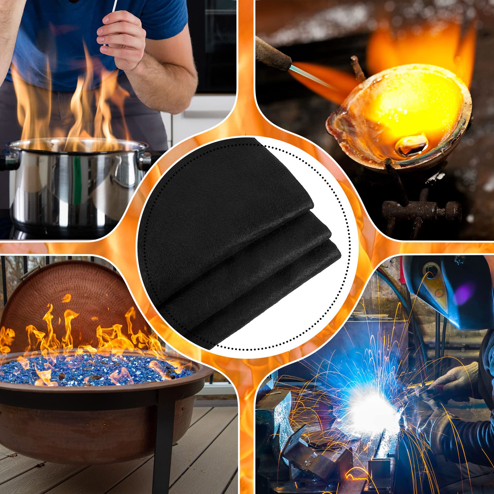 MODIGT Schweißdecke 99,1 X 99,1 Cm – Feuerfest Bis 982°C, 5 Mm Dicker Kohlefilz Für Grill, Schweißen, Löten & Mehr