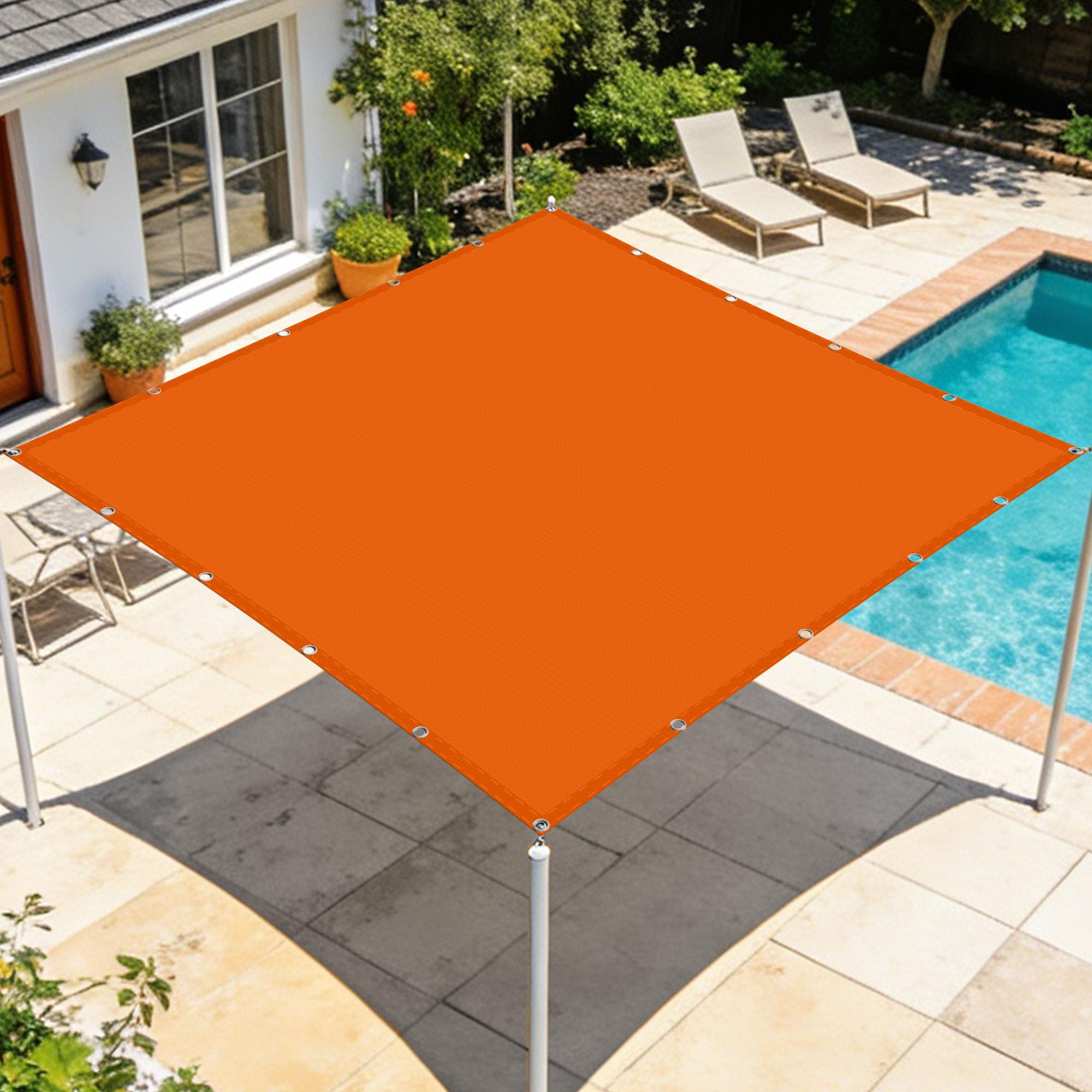 Toile d'ombrage rectangulaire 1,6x5m orange imperméable pour votre jardin