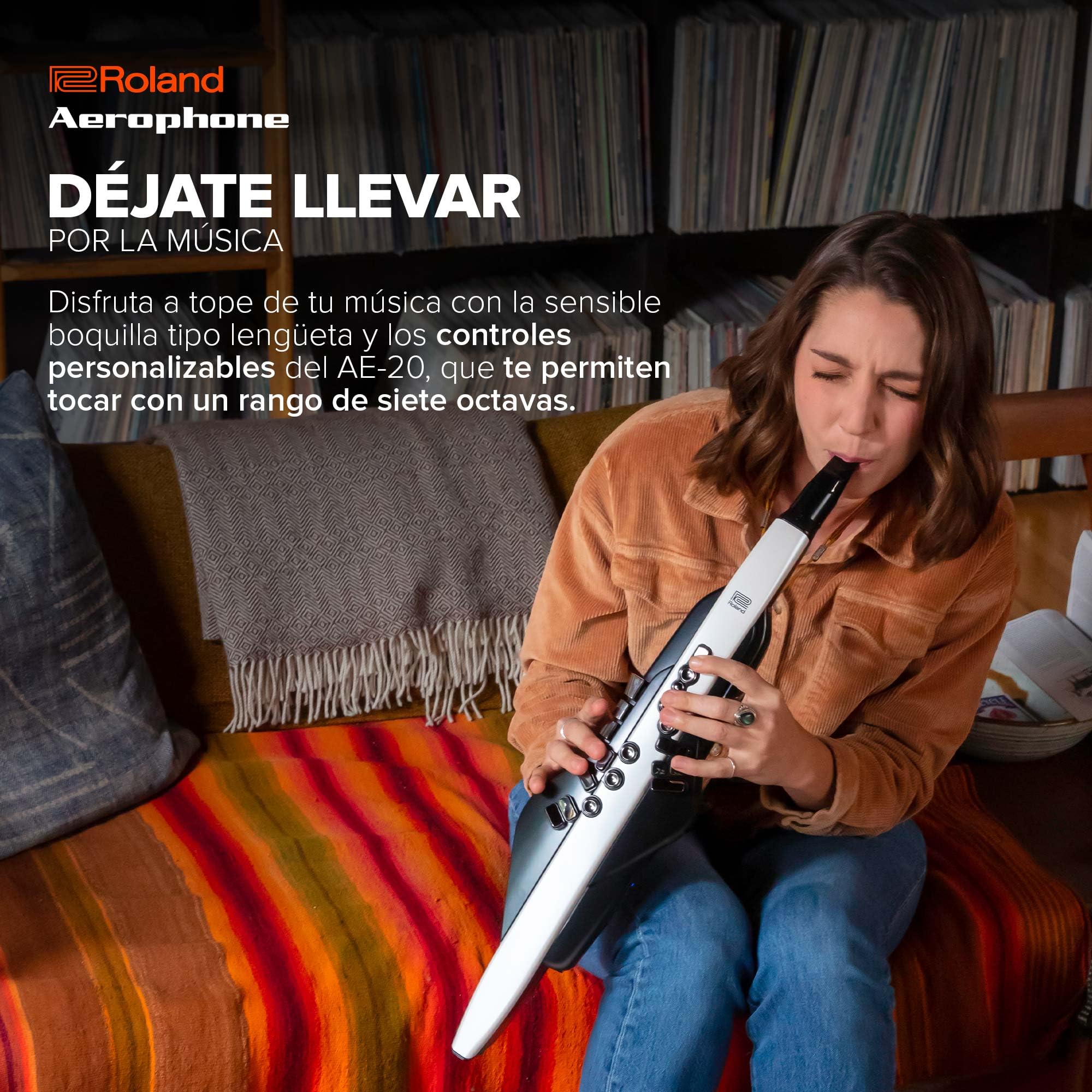 Roland AE-20 Aerophone | Instrumento de viento digital prémium | Sonidos SuperNATURAL Acoustic y avanzada tecnología ZEN-Core | Ejecución ultrasensible | Más de 250 sonidos | Conectividad Bluetooth