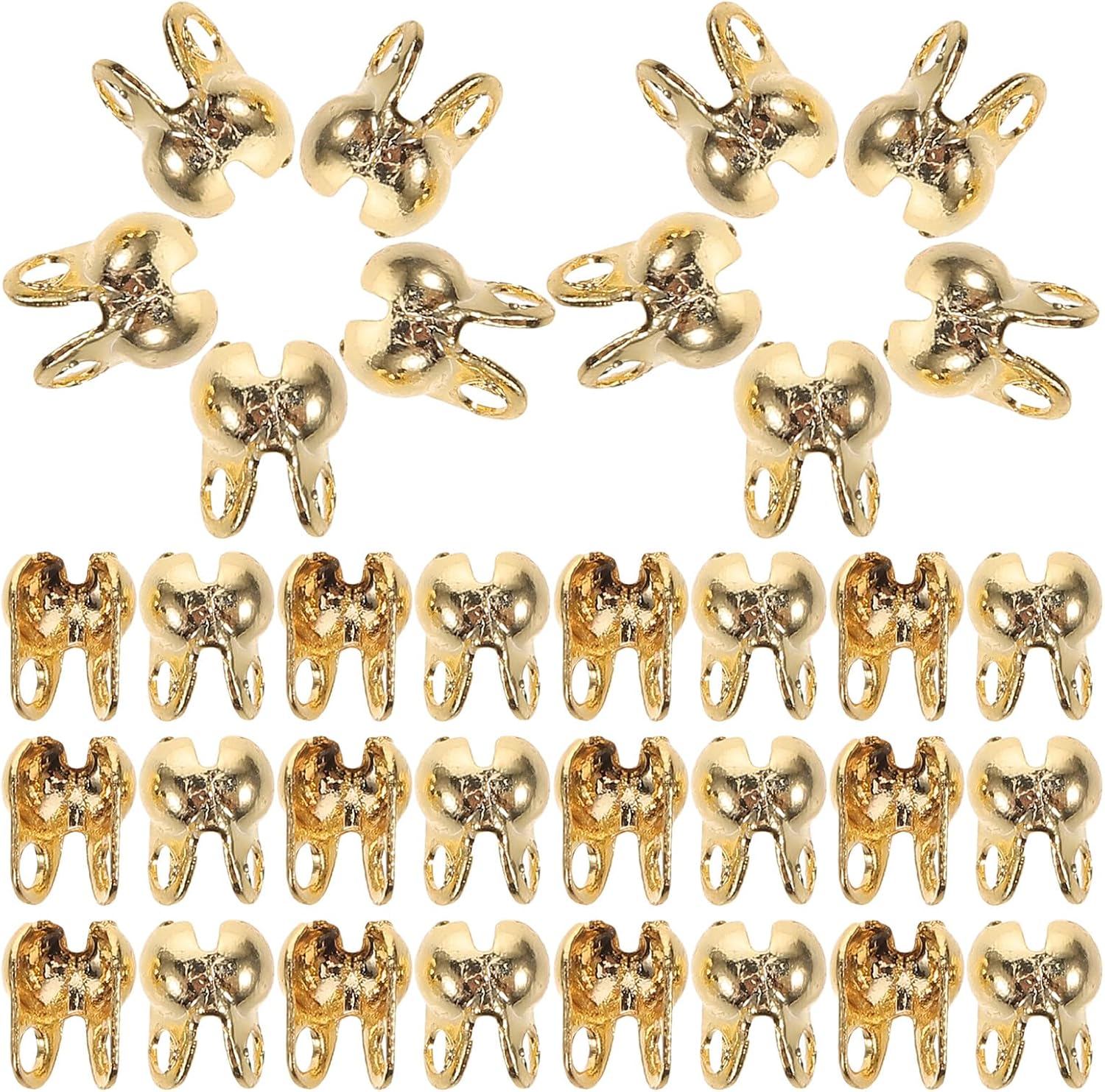 MAGICLULU 150pcs Gold-Plated Copper Calottes Crimp End Caps with Double Holes 0.7mm for DIY Necklace and Bracelet Jewelry Making Accessories