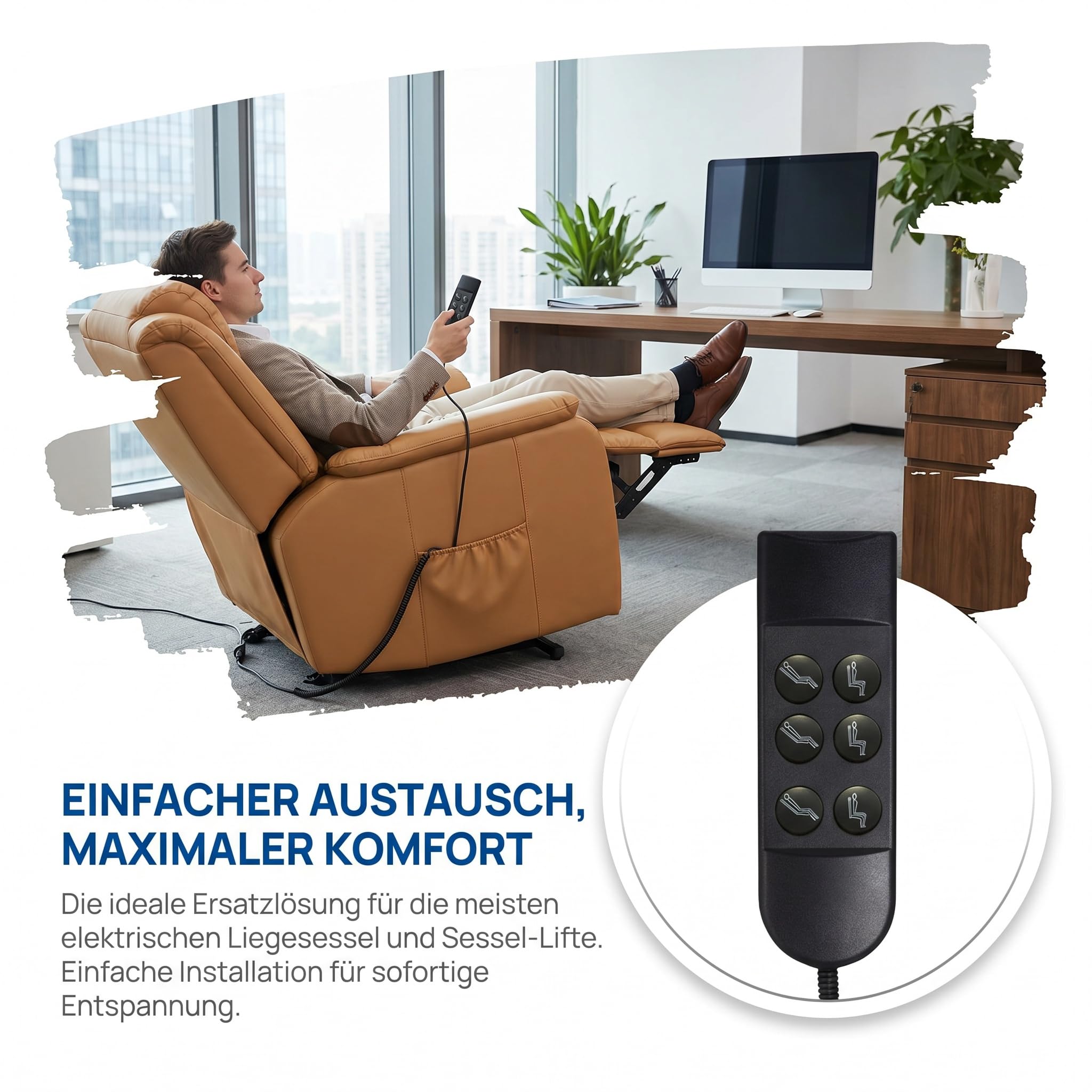 Elektrischer Ruhesessel Controller, Liegesessel Fernbedienung, Sechs Tasten Fernbedienung für Liftsessel, Austausch Manueller Haushaltswerkzeuge Universal für Hebesessel, Lehnstuhl, B