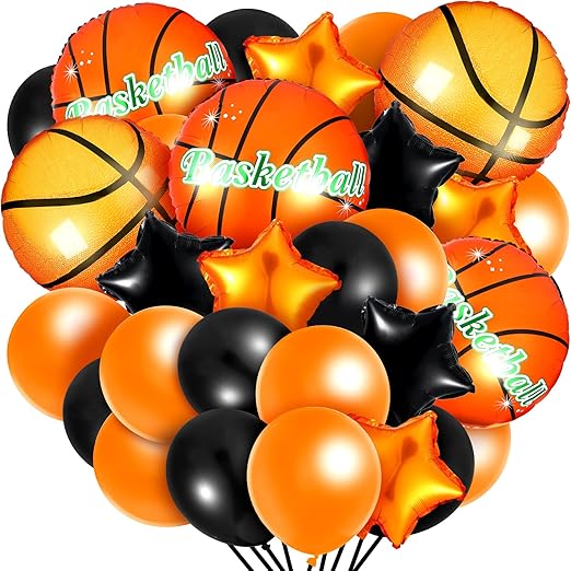 64 Pcs Basketball Balloons 18 Inch Aluminum Foil Basketball