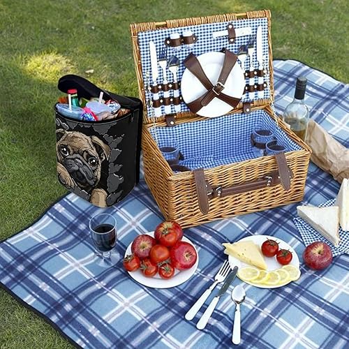 Miniatura 4 de Cubo de basura para automóvil con estampado de bandera estadounidense, diseño de ciervos, camuflado, tamaño Laege, cubo de basura portátil ajustable