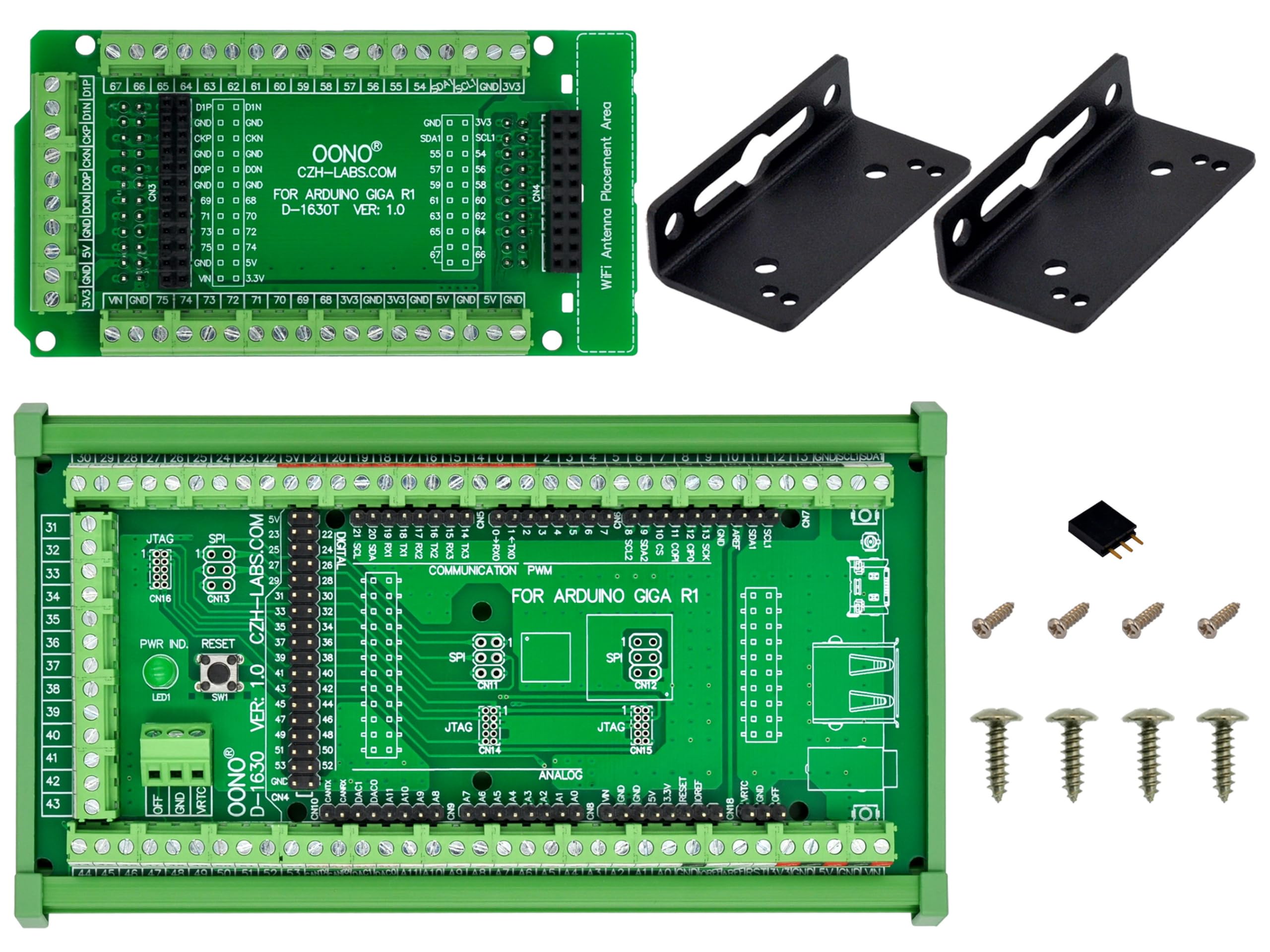 Placa de conexión Arduino GIGA R1: extensión completa GPIO en riel 8