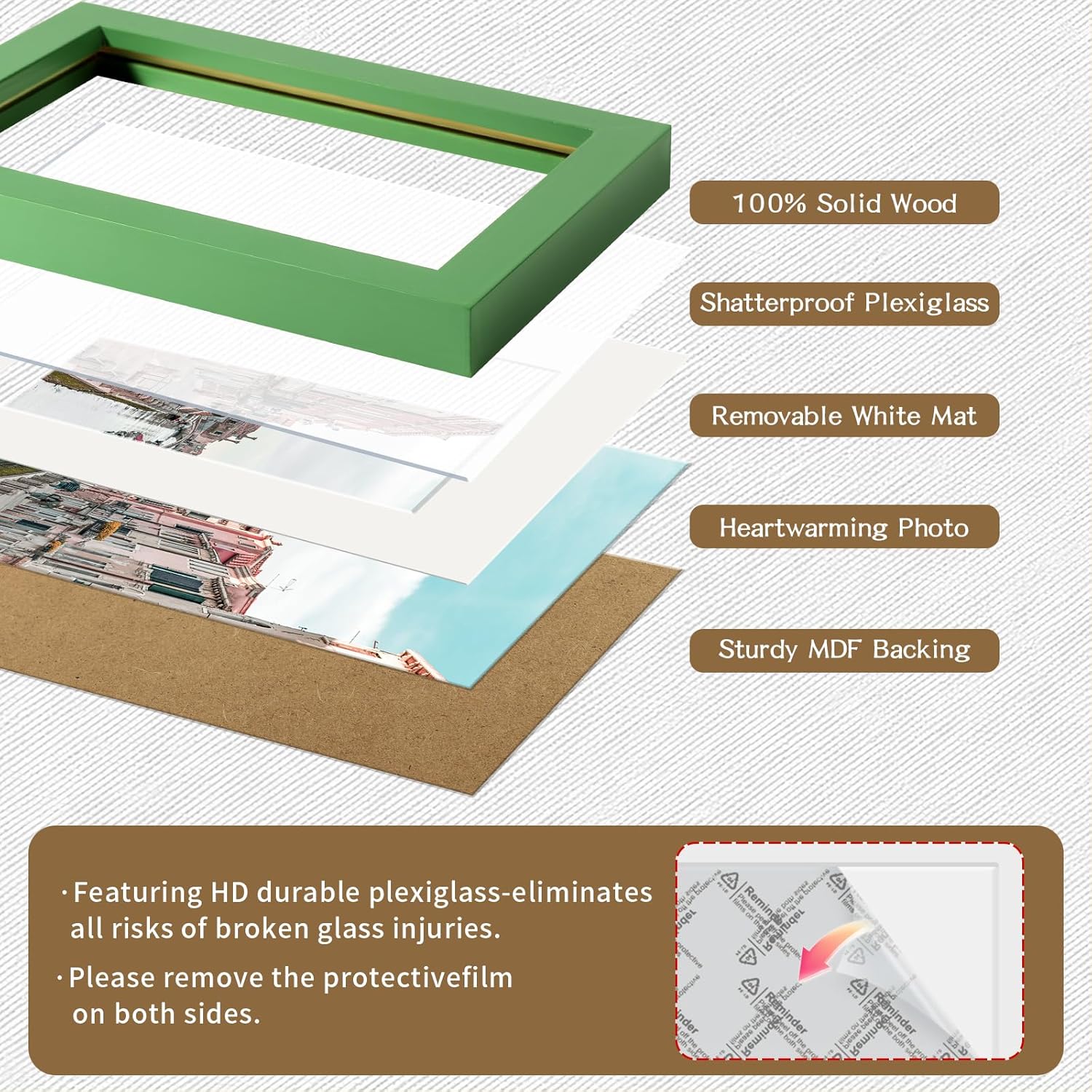 Picture Frames 5x7 Green Nature Solid Wood 2 Pack for Wall Mount and Tabletop Display - Image 6