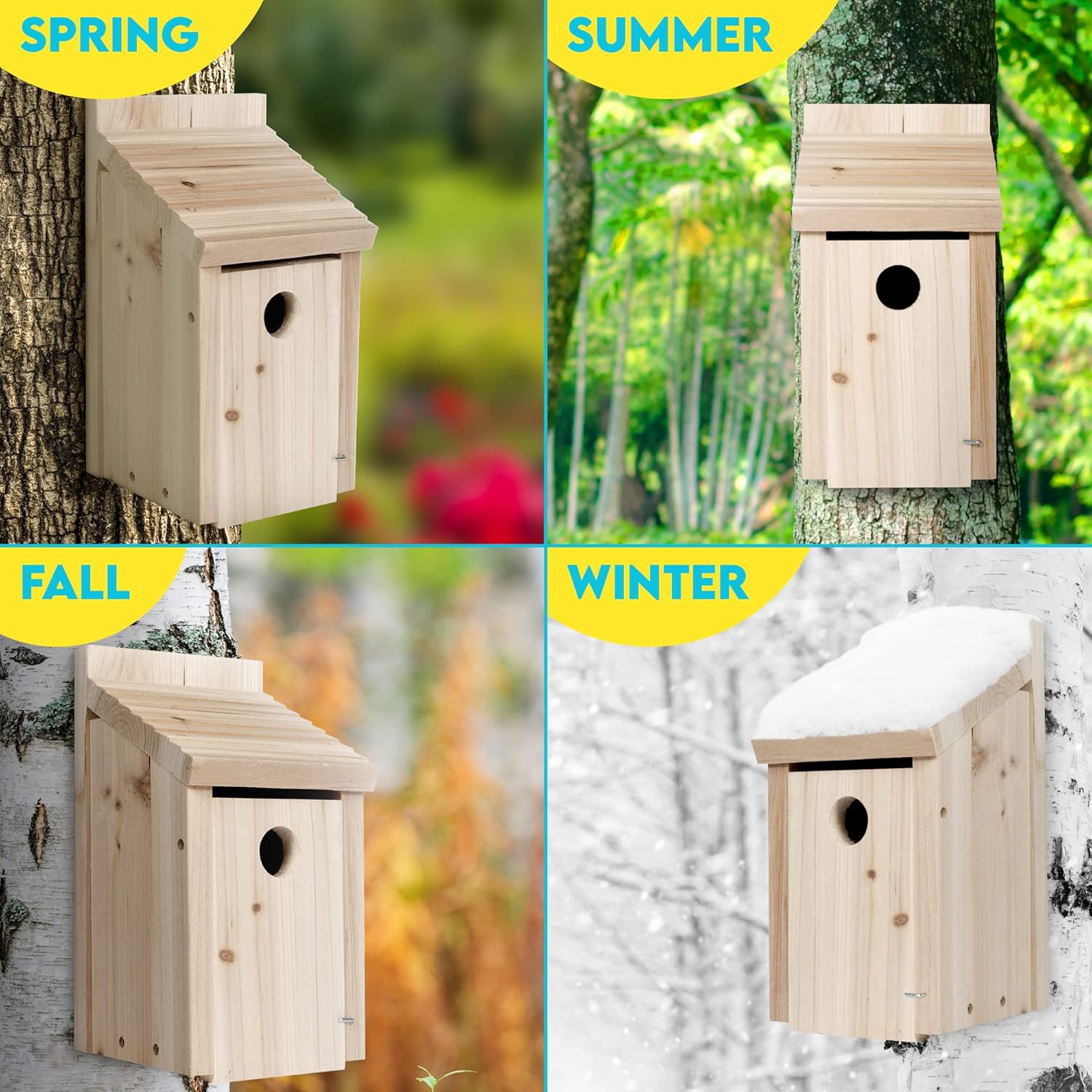 Gray Bunny Bird Houses for Outside - Cedar Bird House, Bluebird House with Secure Latch, Fledgling Grooves, & Air Vents, Weatherproof Birdhouse, Gifts for Mom, Gifts for Dad : Patio, Lawn & Garden