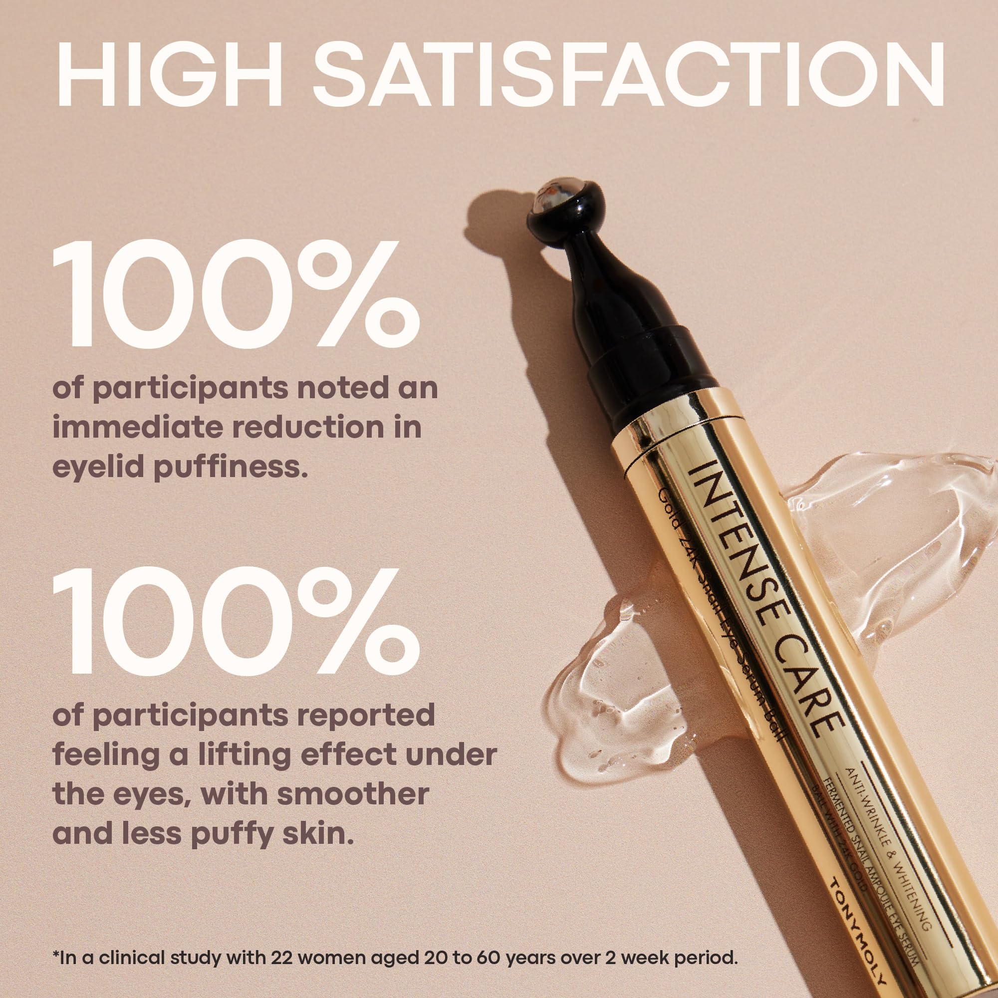 TONYMOLY Intense Care 24K Gold Snail Eye Serum 20ml – Anti-Aging Eye Treatment with Snail Mucin, Hyaluronic Acid & Peptides for Dark Circles, Puffiness, Fine Lines & Firming – 360° Roller Applicator