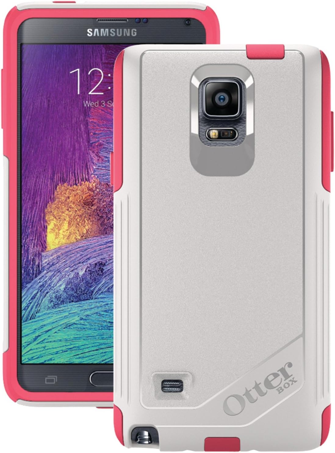 OTTERBOX Samsung Galaxy Note 4 Case Commuter Series - Retail Packaging - Neon Rose (Whisper White/Blaze Pink)