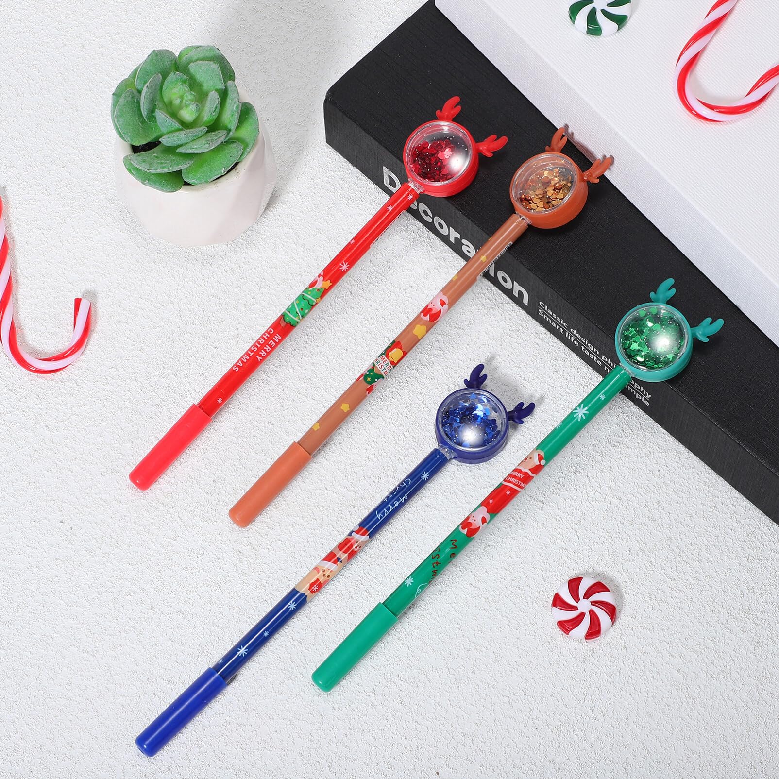 36pezzi Penne Gel Colorate Punta Media Penne Sottili Inchiostro Gel Portatili per Ufficio e Scuola di Natalizie Creative