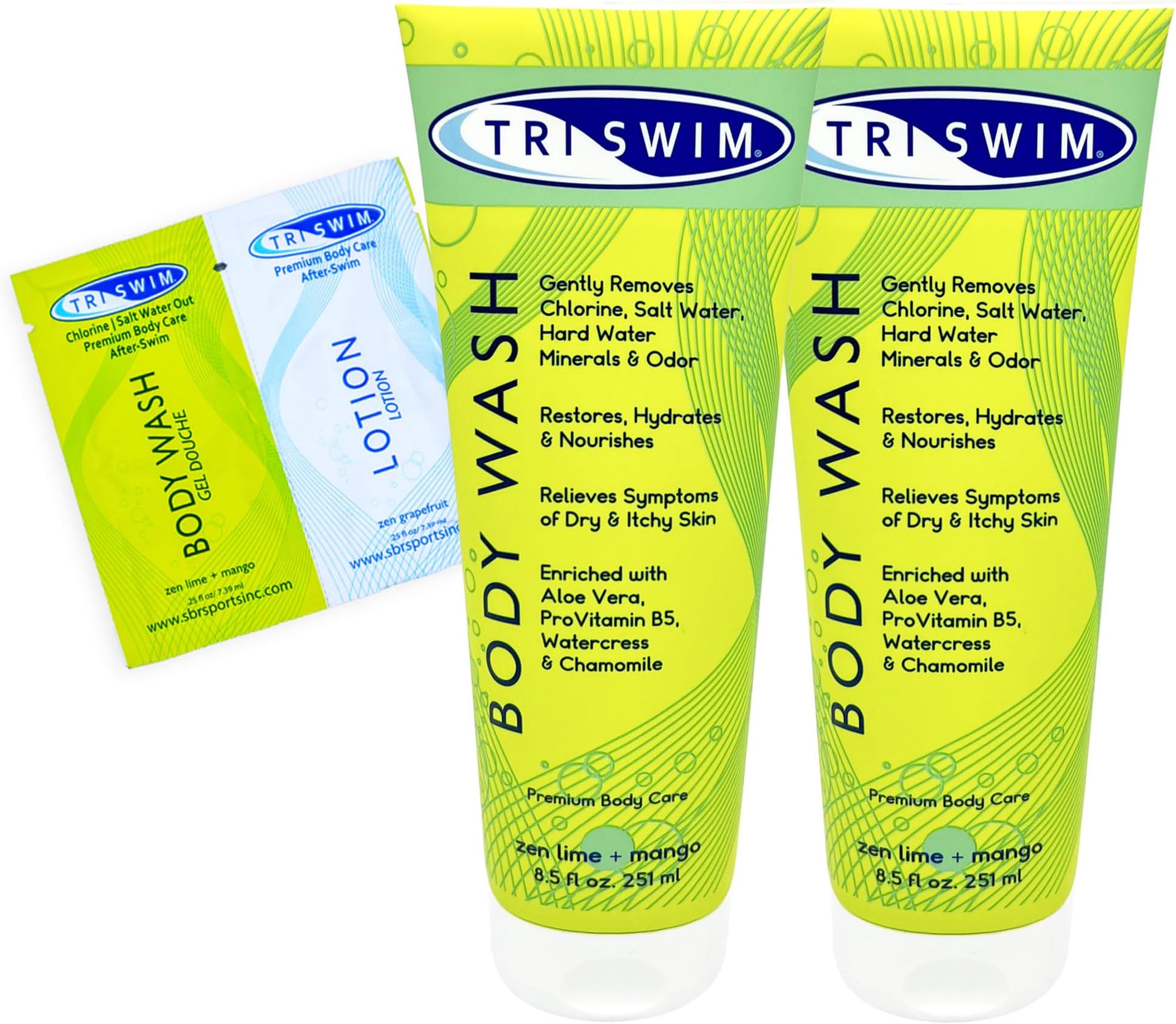 After Swim Chlorine Body Wash | Enriched with Aloe Vera, Watercress and Chamomile for Restoring, Hydrating, and Nourishing Skin | Relieves Dry and Itchy Skin | Perfect for Swimmers | Pack of 2