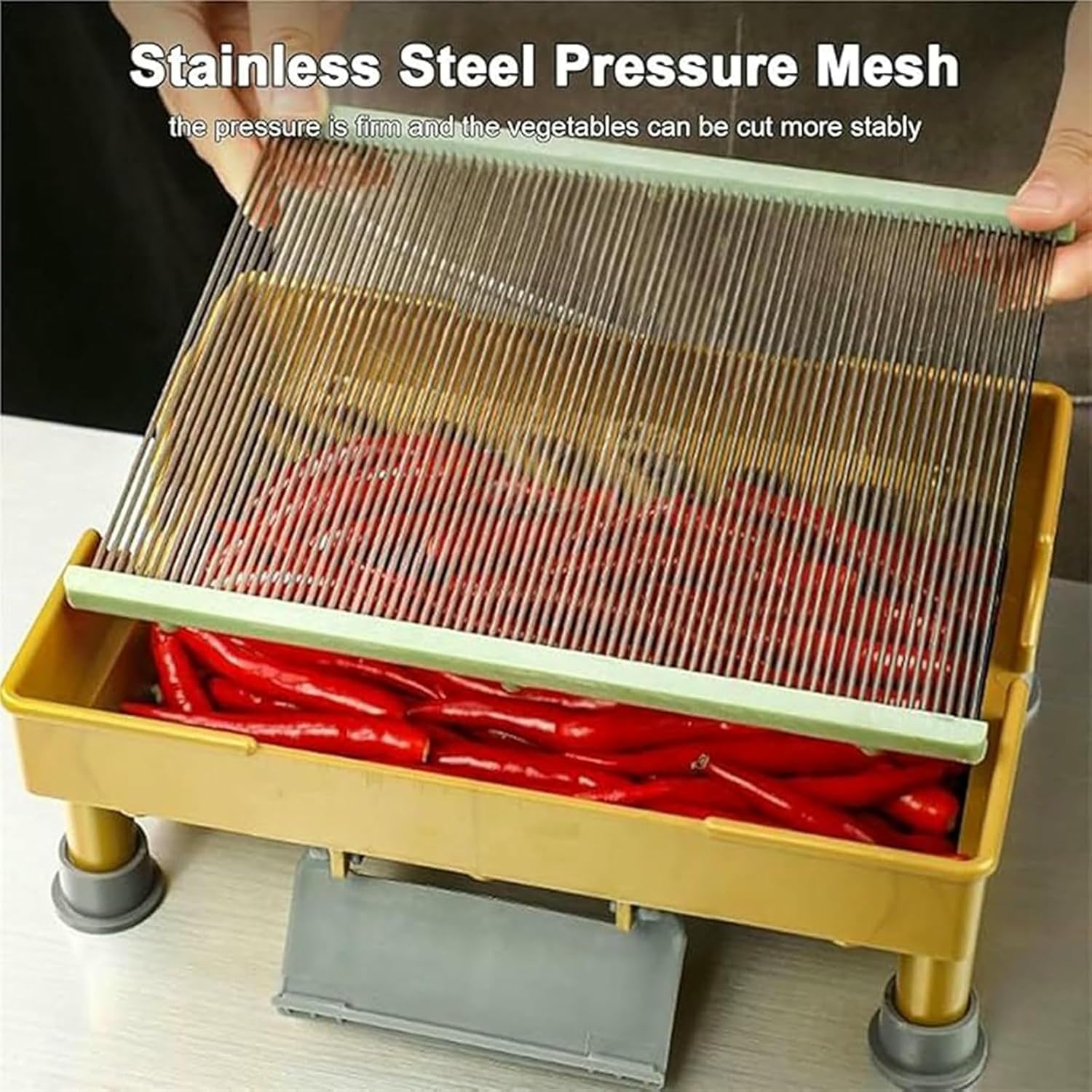 Commercial Red Pepper Chopper, Manual Green Onion Scallion Cutter with Stainless Steel Blade, 3 Mm Vegetable Cutting Machine for Chopped Scallions/Green Onions/Leeks/Cilantro/Garlic