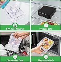 Vista 6 de Set de Loncheras Bento con Termo para Sopa de 10oz, loncheras a prueba de fugas con 4 compartimentos, termo para alimentos calientes