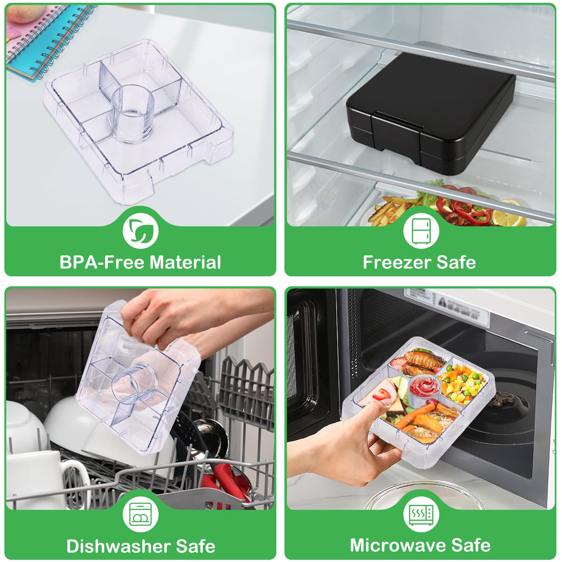 Bento - Set di contenitori per il pranzo con thermos da 283,5 g, contenitori per il pranzo a prova di perdite con 4 scomparti, contenitore per alimenti per bambini, contenitore termico per alimenti,
