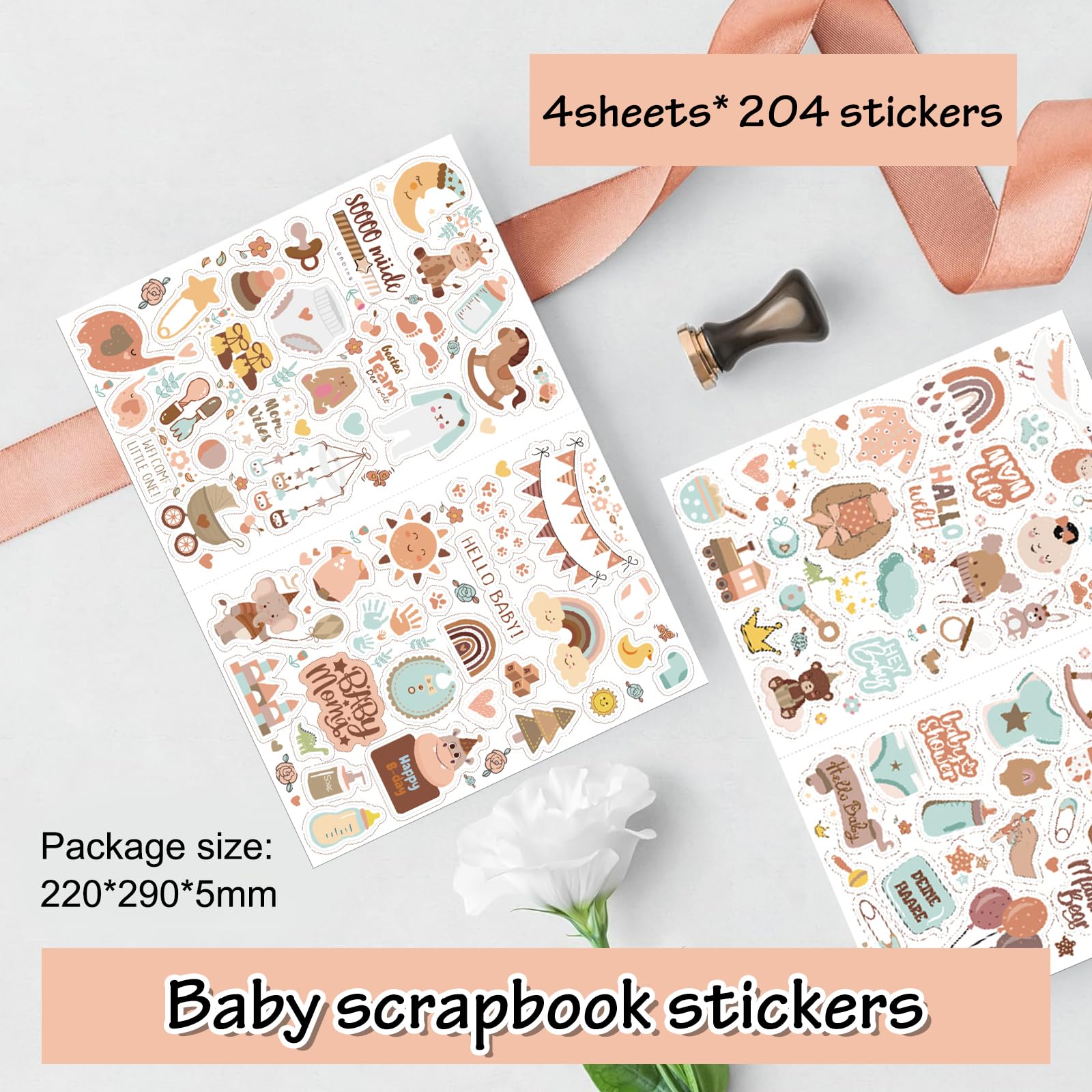 Scrapbooking Stickers 196 Baby Album Stickers - 6 Sheets Of Cute DIY ...