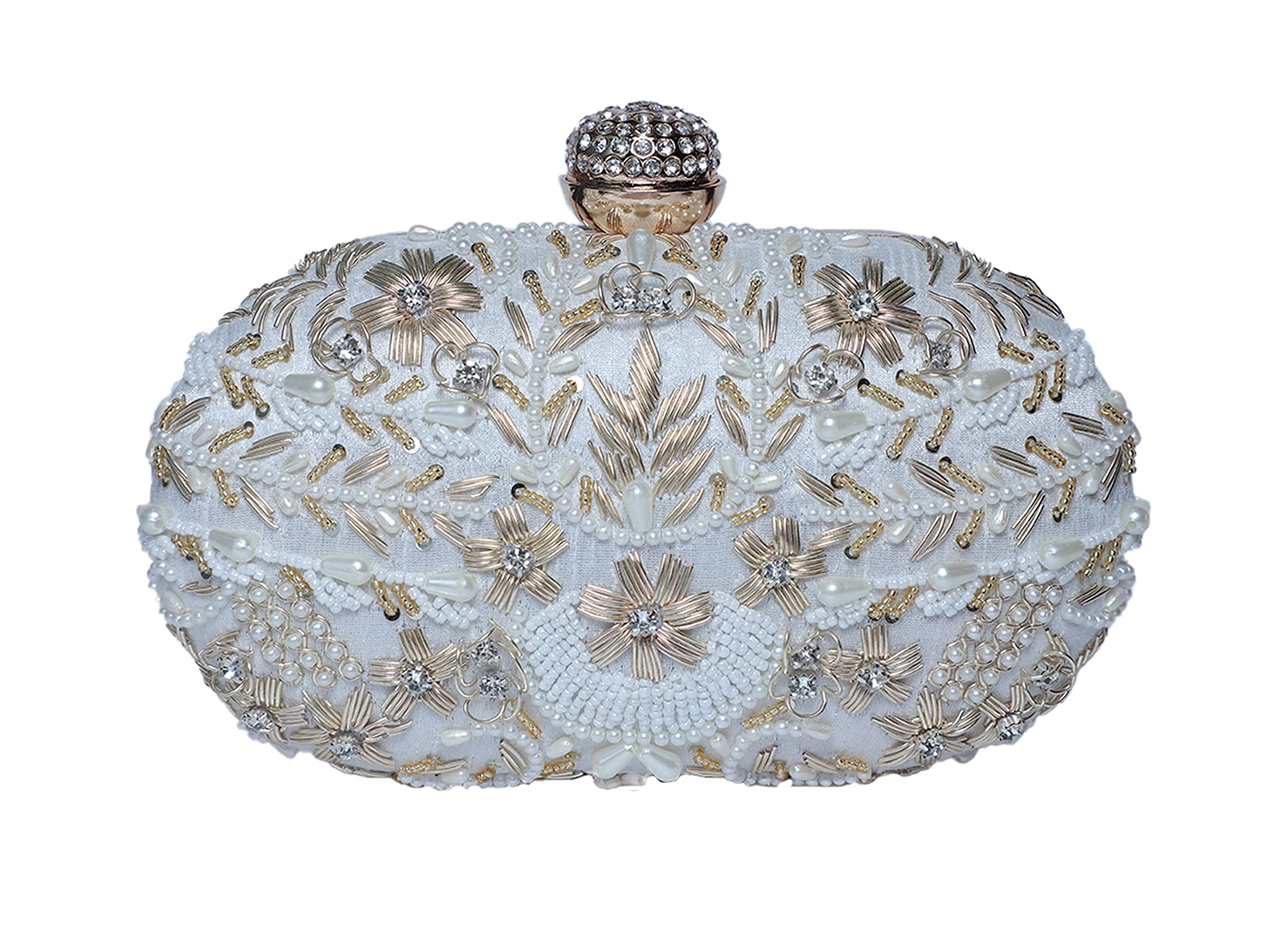 SWISNI White White dabka softy clutch bag II Womens Traditional Designer Clutch For Women & Girls II EMBROIDERED CLUTCHES (B09XX95M7L) Amazon Price History, Amazon Price Tracker