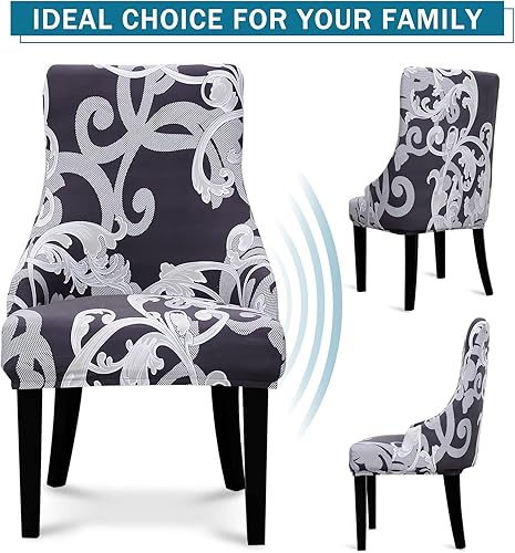 Miniatura 3 de Liykimt Juego de 2 fundas elásticas para silla lateral con respaldo de ala, funda decorativa para silla de comedor tapizada lavable con protector de