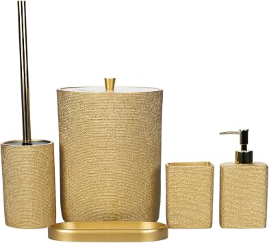 Dekoratif Banyo Seti 5 Par a   Modern Banyo Aksesuar Seti,  p Kovas  Tuvalet F r as  Sabunluk Di  F r al k Tepsi Alt n