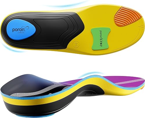 Professional Heavy Duty Support Pain Relief Orthotics - Over 230+ lbs Plantar Fasciitis Medium Arch Support Insoles for Women and Men, Flat Feet Orthotic Insert, Work Boot Shoe Insole