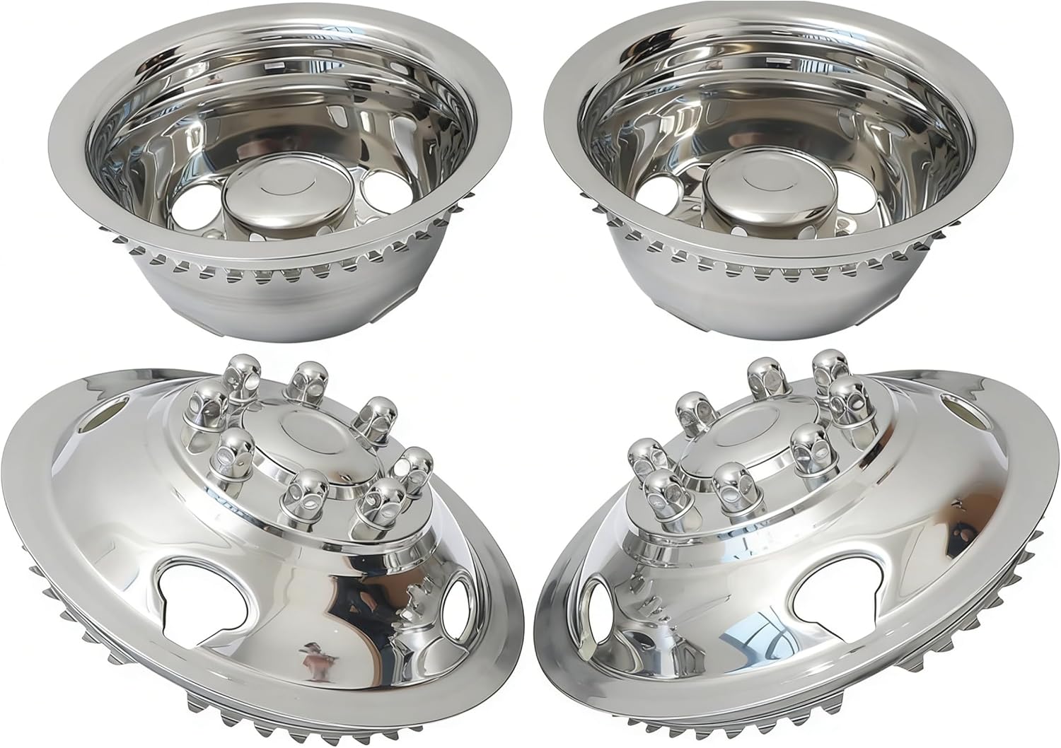 16 inch Dually Wheel Simulators 8 Lug Snap On Stainless Steel Wheel Simulator Kit for 1974-2000 Chevy GMC 3500 1974-1998 Ford F350 2008-2021 Ford E350/E450 Van 1974-1999 Dodge Ram 3500