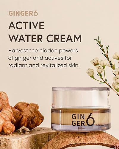 Miniatura 2 de Crema de agua activa para cara, 1.69 onzas líquidas, hidratante en gel hidratante ligero, crema de agua sin aceite con 76% de agua de jengibre, 10
