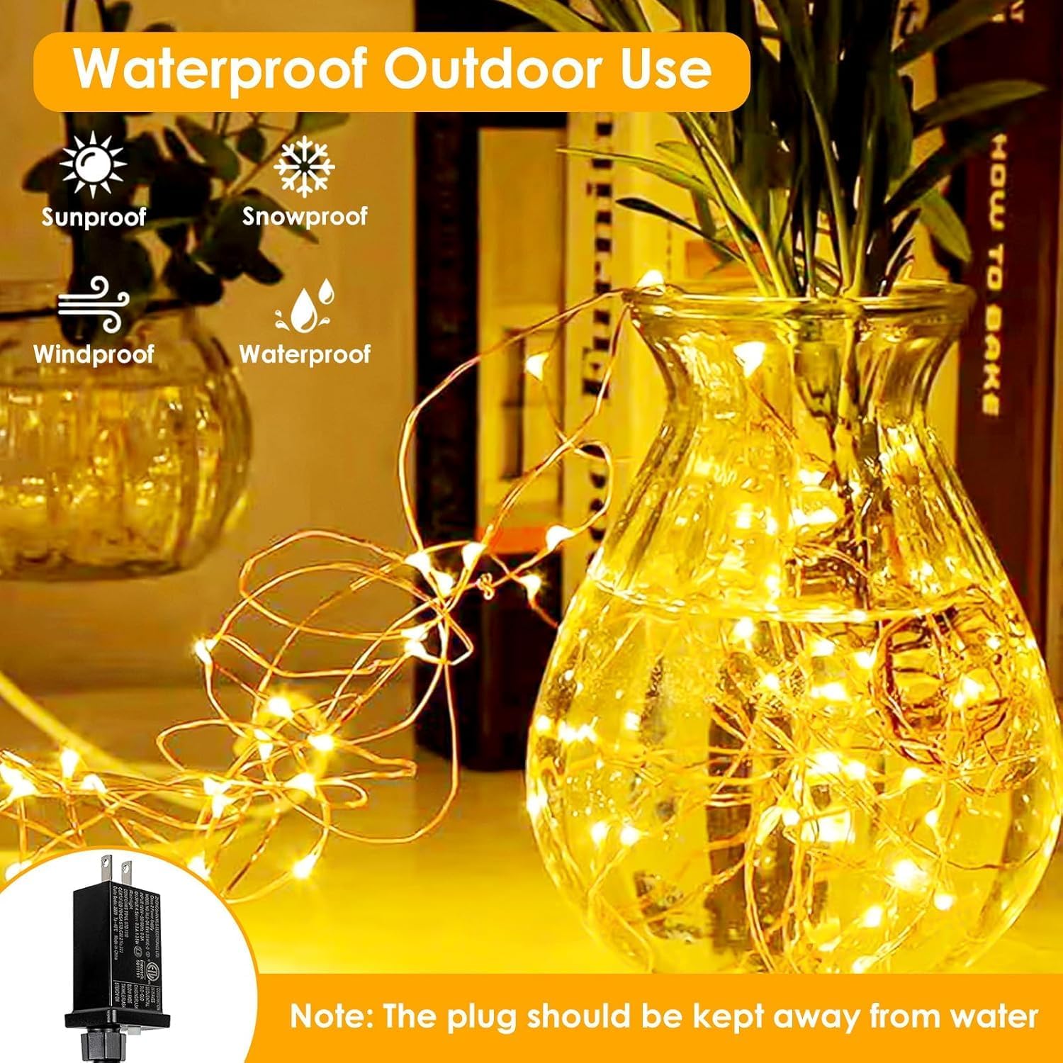 2Pack Each 66Ft 200LED Christmas Fairy Lights Plug in with Remote, Waterproof Twinkle Lights Outdoor Indoor, String Lights 8 Modes with Timer for Girl's Room Garden Christmas Decorations (Warm White) - Image 3