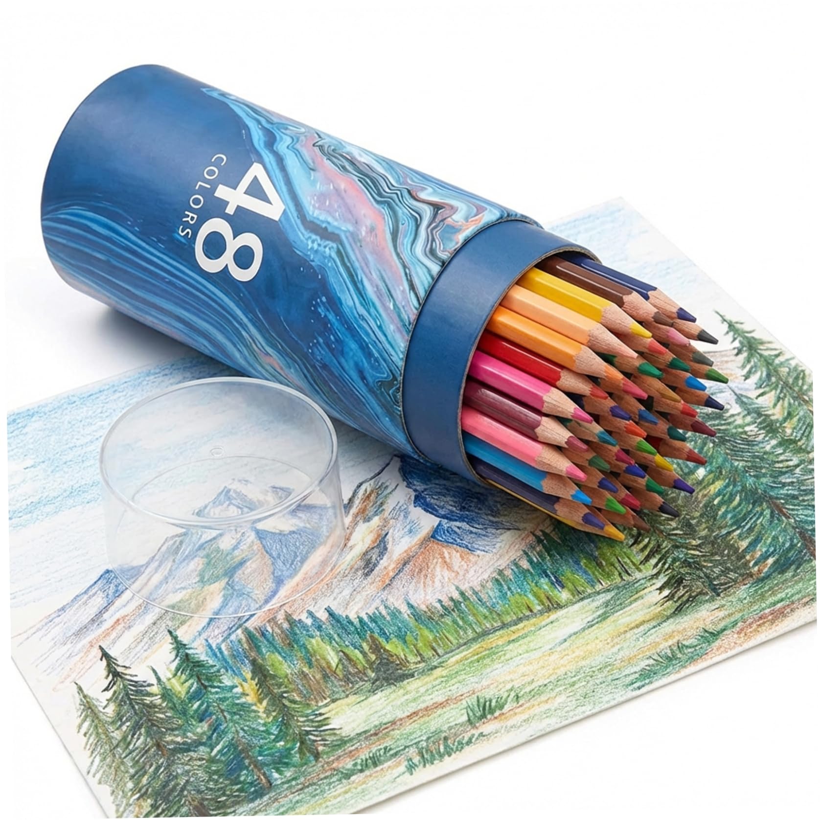 Lápices de colores de alta calidad con 48 tonos vibrantes y núcleo suave y aterciopelado